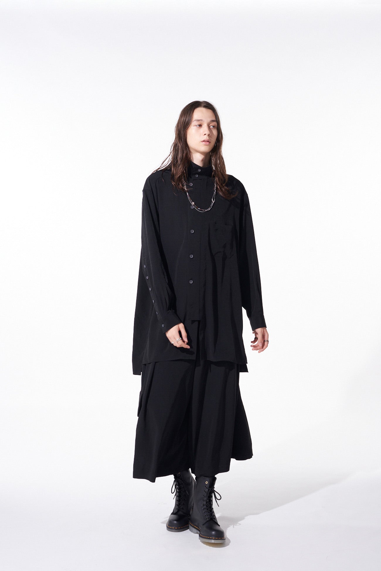 Elegant Crepe de Chine Stand Collar Shirt with Multi-Buttoned Sleeves | Women's Fashion Blouse for Work & Special Occasions