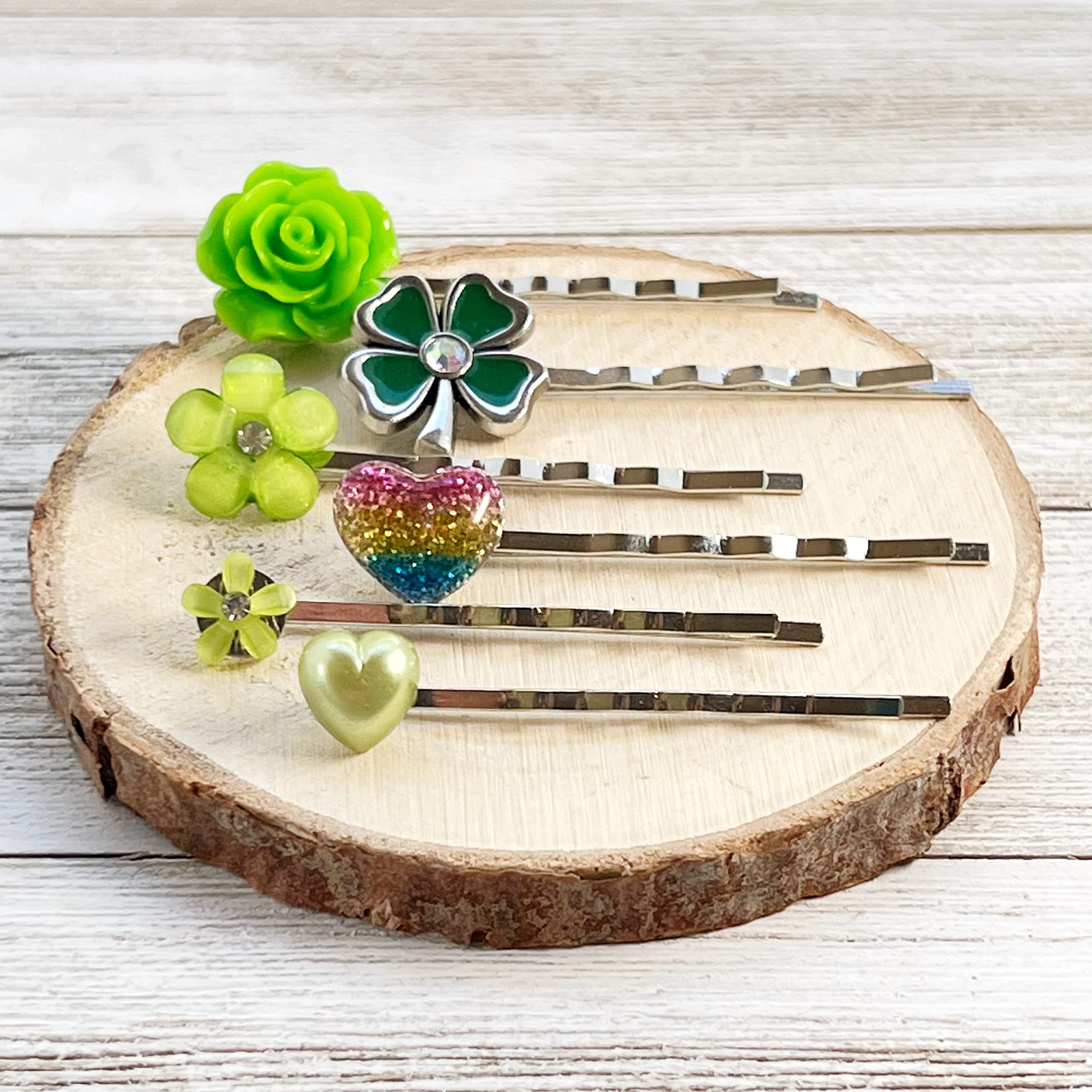 St. Patrick's Day Hair Accessories for Women - Shamrock Clover Hair Pin, Rainbow Hair Clip & Green Flower Hair Piece - Perfect for Irish Festivals, Parades & Themed Parties