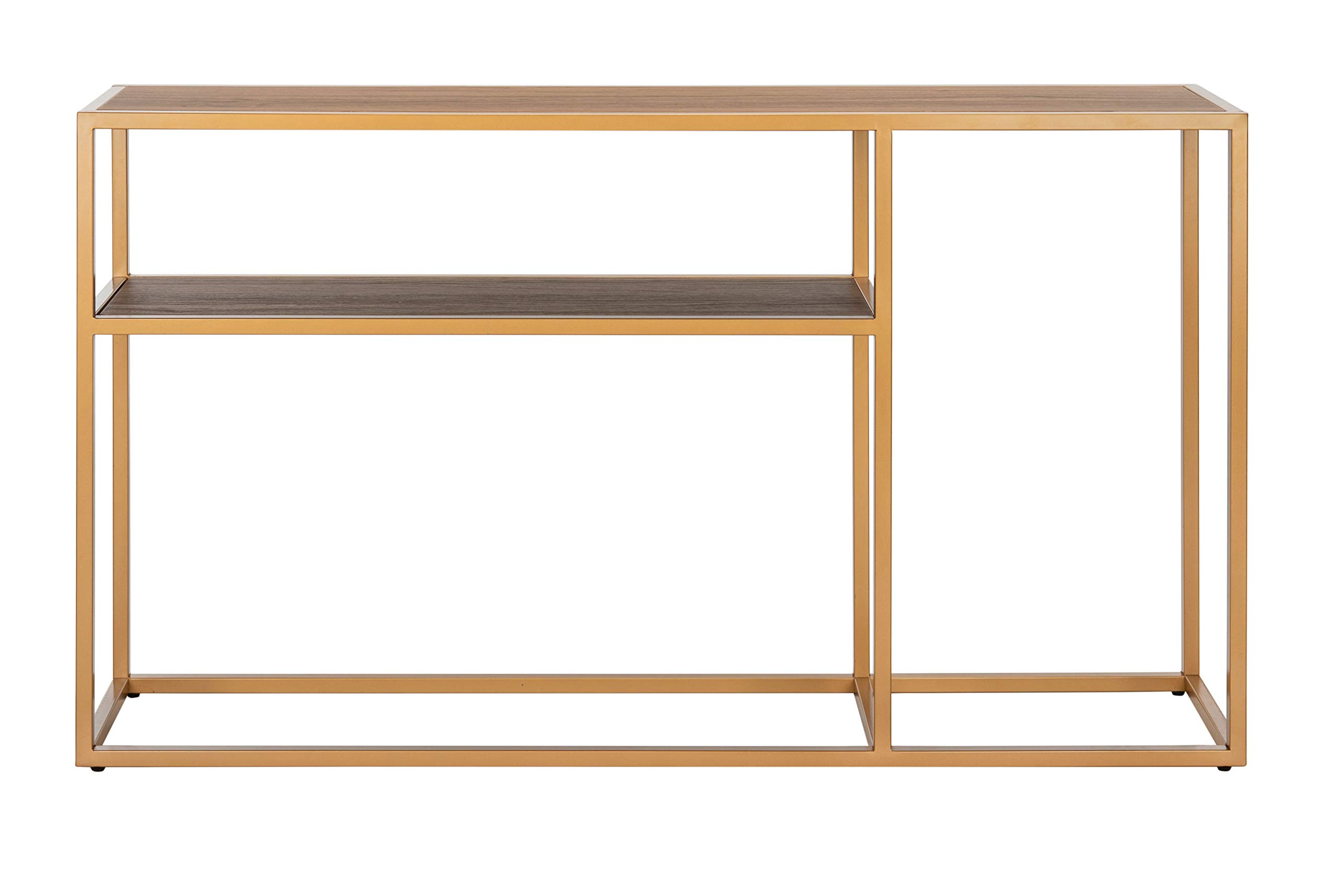 Safavieh Octavia Modern Walnut & Gold Console Table - Elegant Entryway Sofa Table for Living Room, Hallway & Foyer Decor
