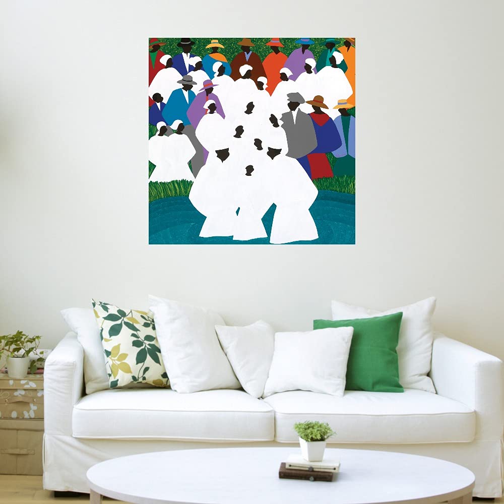 Synthia SAINT JAMES Wade in Da Wata Fine Art Canvas Wall Decor - 37x37 Inch Ready to Hang Painting for Living Room, Bedroom, Bathroom, Office & More - Perfect for Coastal, Boho & Modern Home Decor