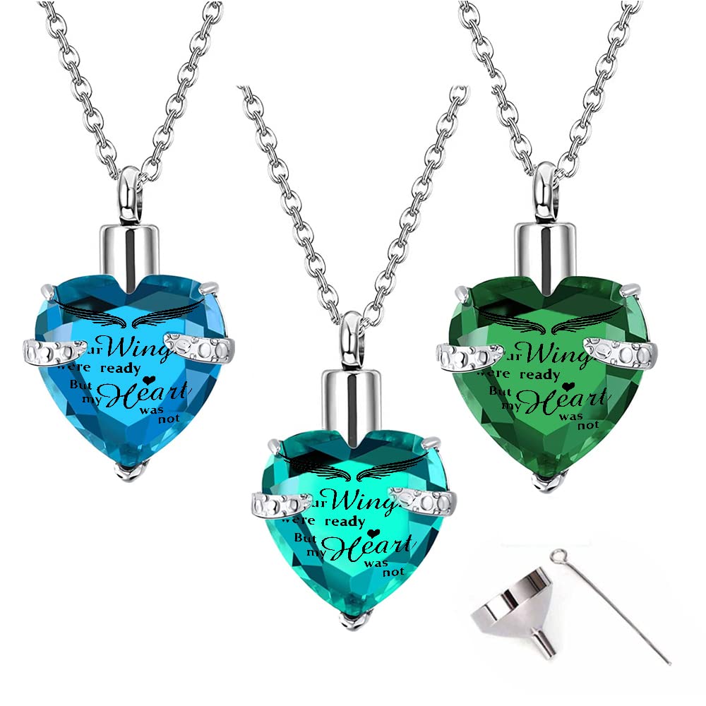 Stainless Steel Memorial Pendant for Ashes - Cremation Urn Necklace Keepsake Gift for Women & Men - Always on My Mind Heart Pendant Set of 3 - Perfect for Remembrance Jewelry, Funeral Memorials & Sympathy Gifts