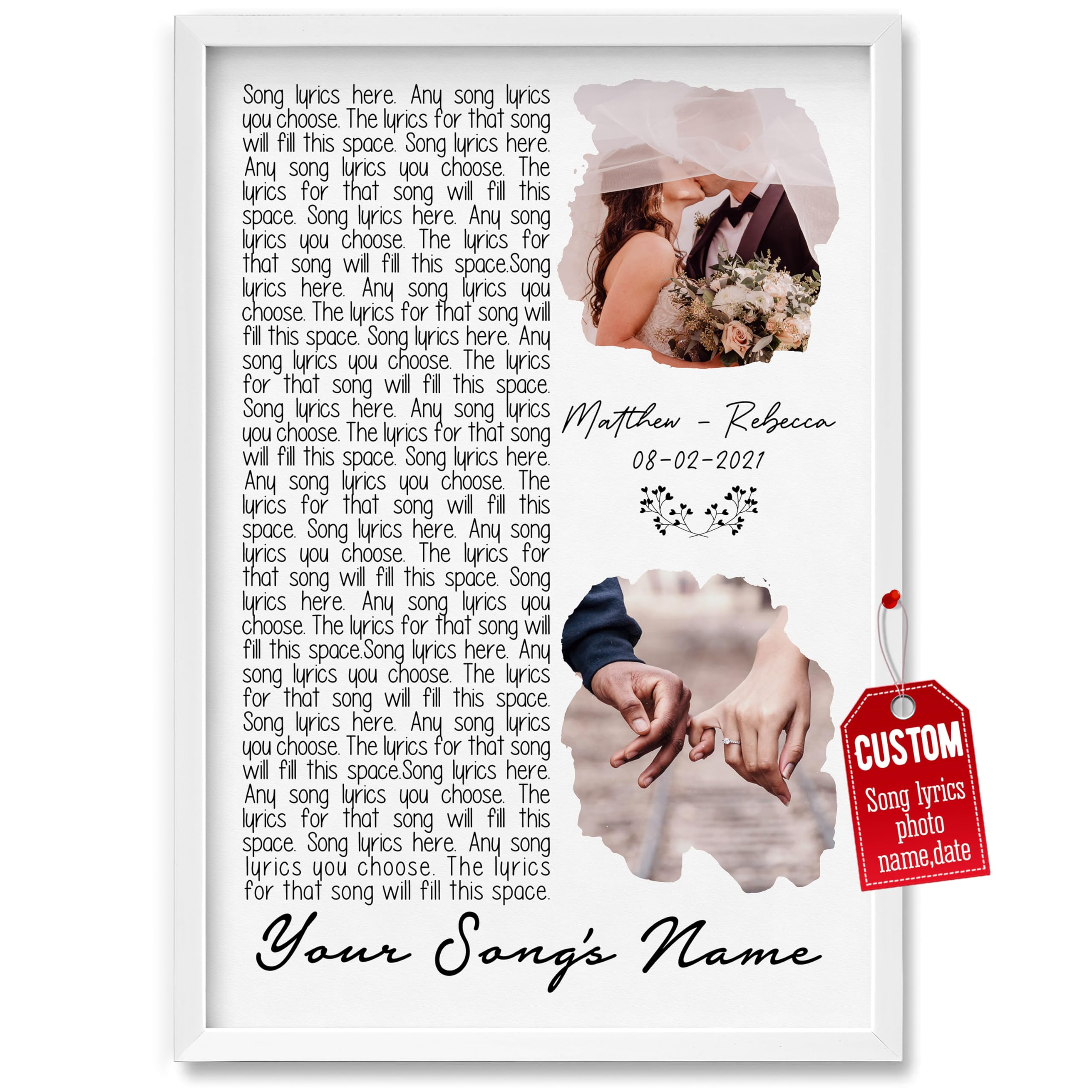 Custom Personalized Wall Art Poster - Unique Home Decor for Bedroom & Living Room | Sentimental Gift for Men, Husband, Boyfriend | Anniversary Present with Song Lyrics | Perfect for Home Decoration & Romantic Celebrations