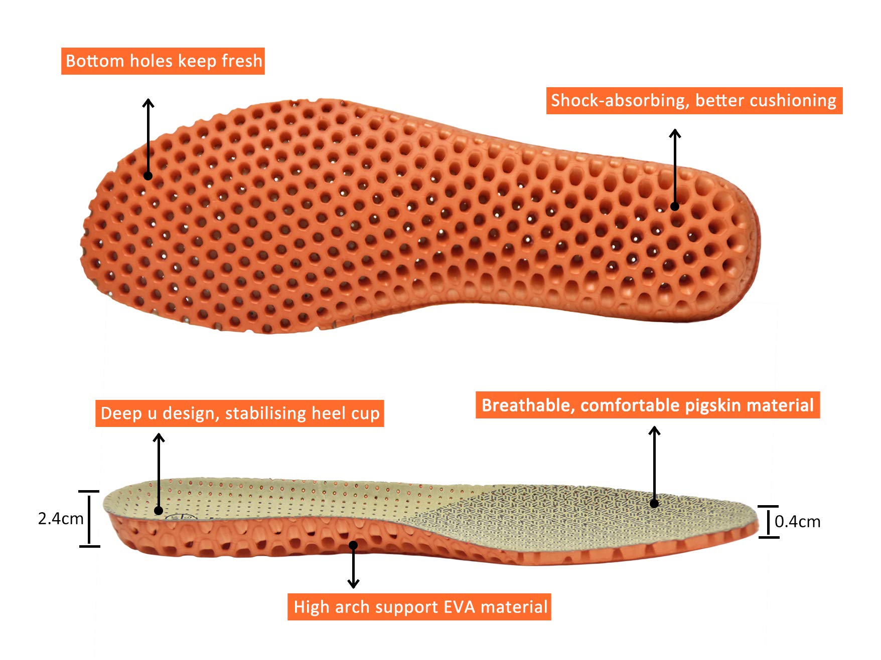 Knixmax Orthotic Shoe Insoles for Men & Women - Arch Support, Breathable Cushioning for Foot Pain Relief - Plantar Fasciitis Inserts - Beige EU 41 - Perfect for Running, Walking & Sports Activities