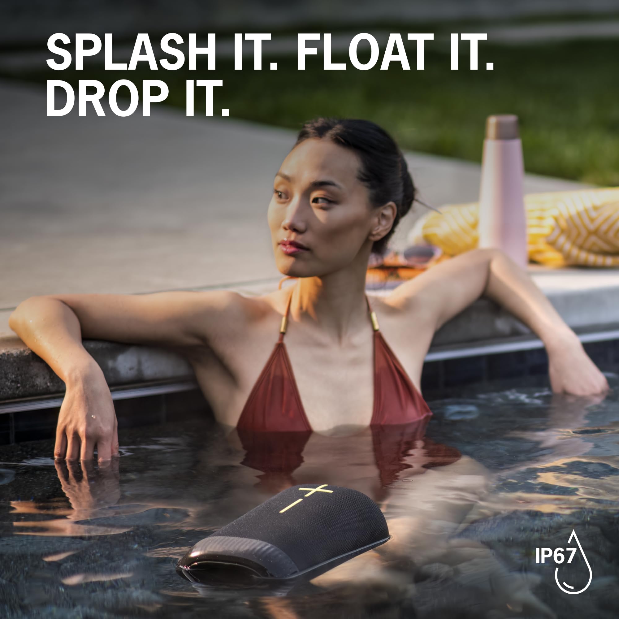 Ultimate Ears EPICBOOM Portable Bluetooth Speaker - Wireless 360° Sound with Big Bass, Adaptive EQ, IP67 Waterproof & Floatable - 17H Battery, 180ft Range, USB-C Charging (Charcoal Black) - Perfect for Pool Parties, Beach Outings & Outdoor Adventures