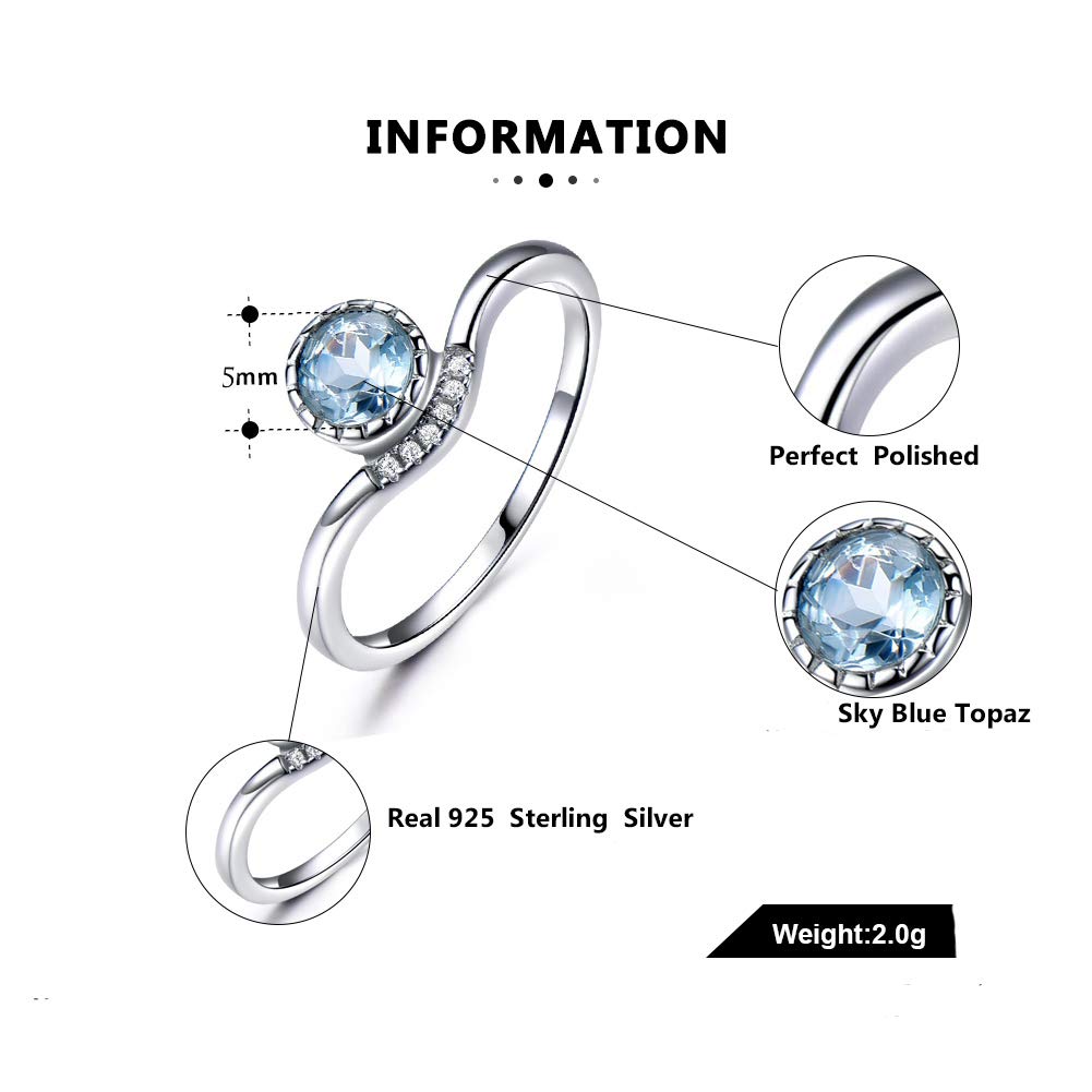 Sky Blue Created Topaz Halo Sterling Silver Engagement Ring - Size 7 | Elegant Statement Jewelry for Weddings, Anniversaries & Special Occasions
