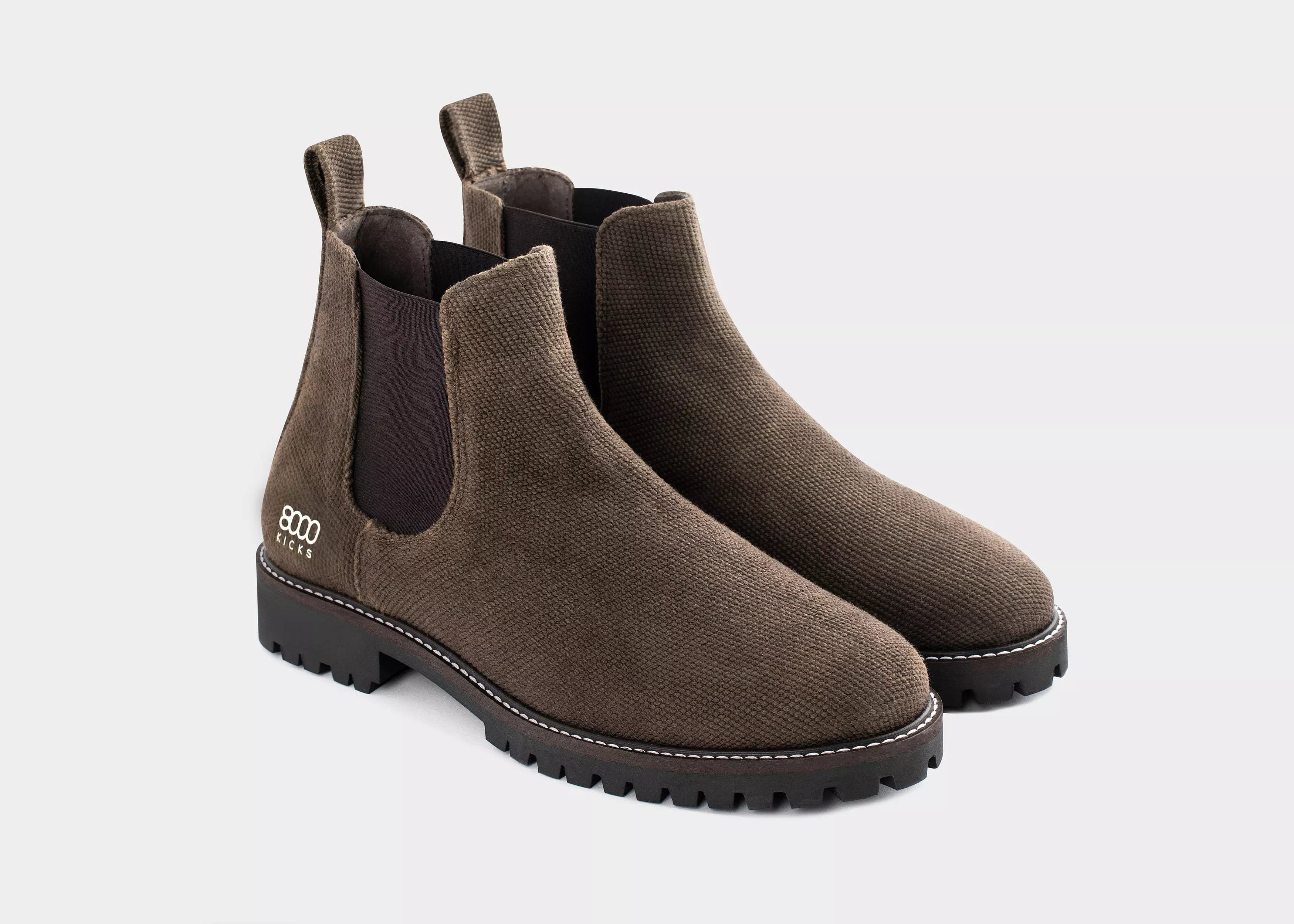 Men's Vegan Hemp Chelsea Boots - Dark Brown Eco-Friendly Shoes | Comfortable & Stylish for Casual Wear, Work & Outdoor Activities