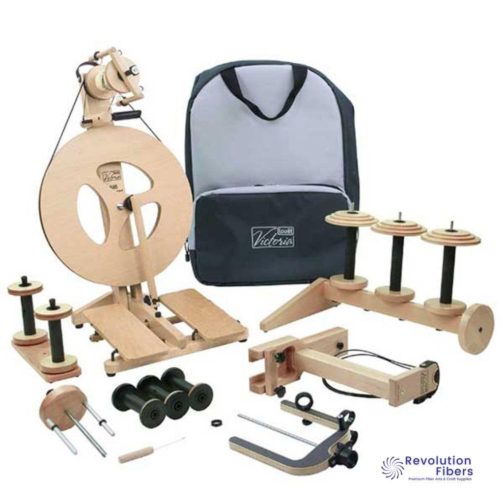 Louet Victoria Fully Loaded Spinning Wheel Kit - Complete Yarn Spinning Set for Beginners & Experts - Perfect for Hand Spinning Wool, Alpaca & Fiber Arts at Home