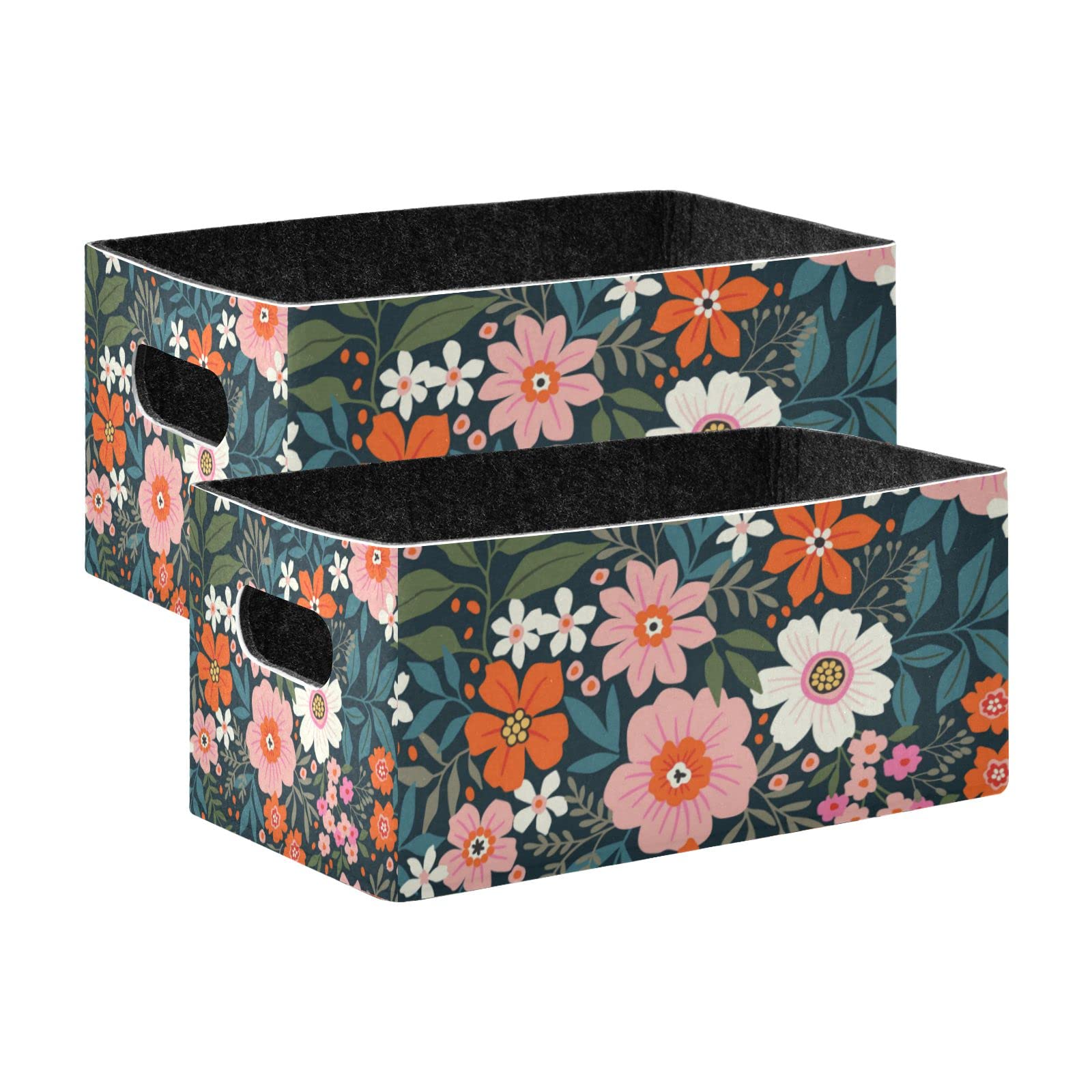 Kcldeci 2-Pack Foldable Fabric Storage Bins with Floral Design - Collapsible Organizer Cube for Home, Office, Closet & Nursery Organization | Perfect for Toys, Blankets, Books & Seasonal Decor
