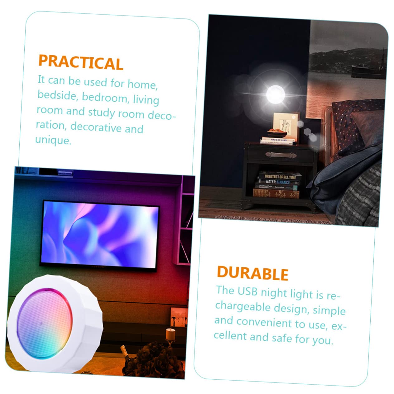 Garneck 4-Pack Dimmable LED Night Lights - USB Rechargeable, Warm White Bedside Lamp for Kids & Adults - Perfect for Nursery, Bedroom, Hallway & Bathroom Night Lighting
