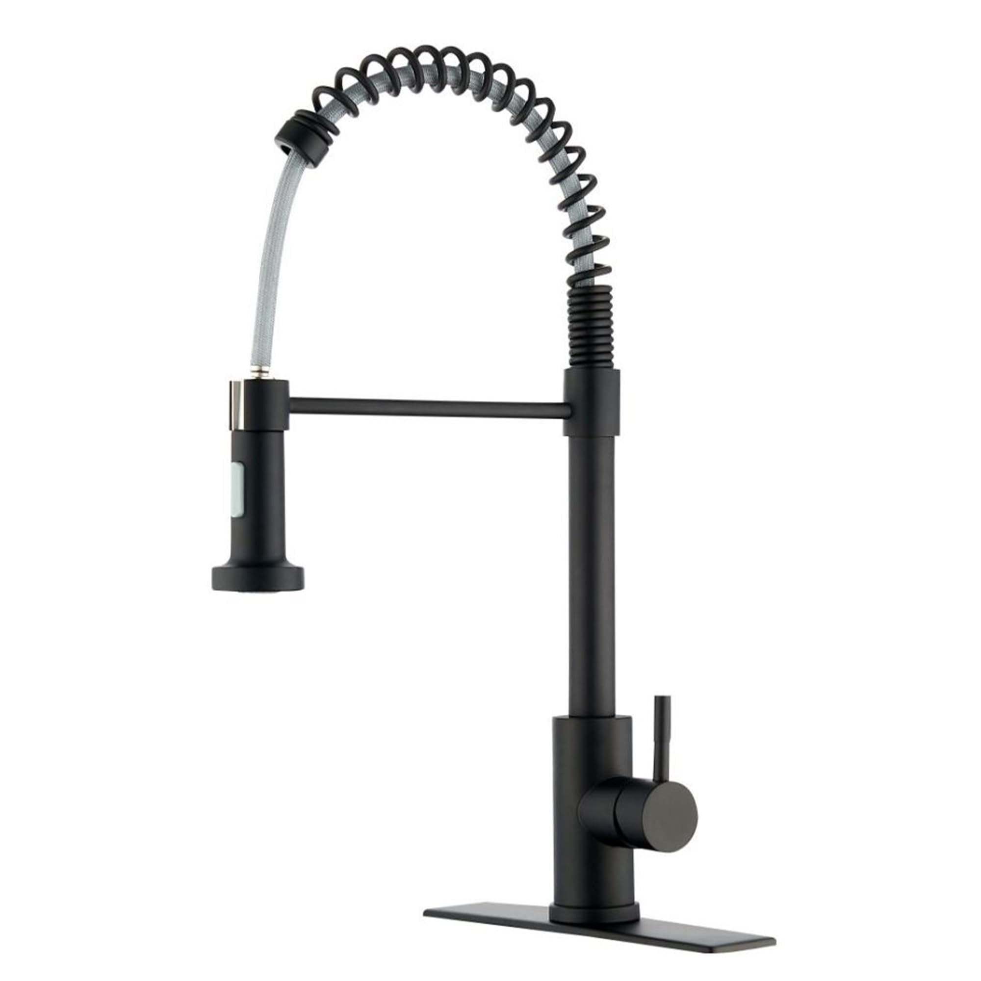SOFTINOX High Arc Single Handle Pull Down Sprayer Kitchen Faucet - RV Stainless Steel Modern Design with Flexible Hose - Black Finish for Stylish Kitchen Upgrades