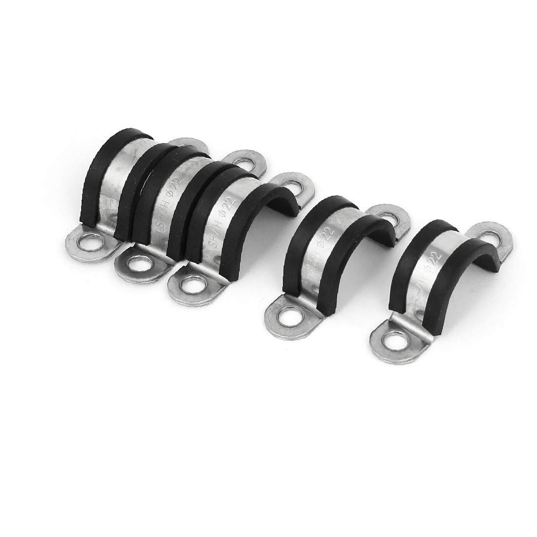 Stainless Steel U Clamps with EPDM Rubber Lining - 22mm Heavy Duty Hose Clips (5-Pack) - Corrosion Resistant 304 Stainless Steel for Automotive, Marine & Plumbing Applications