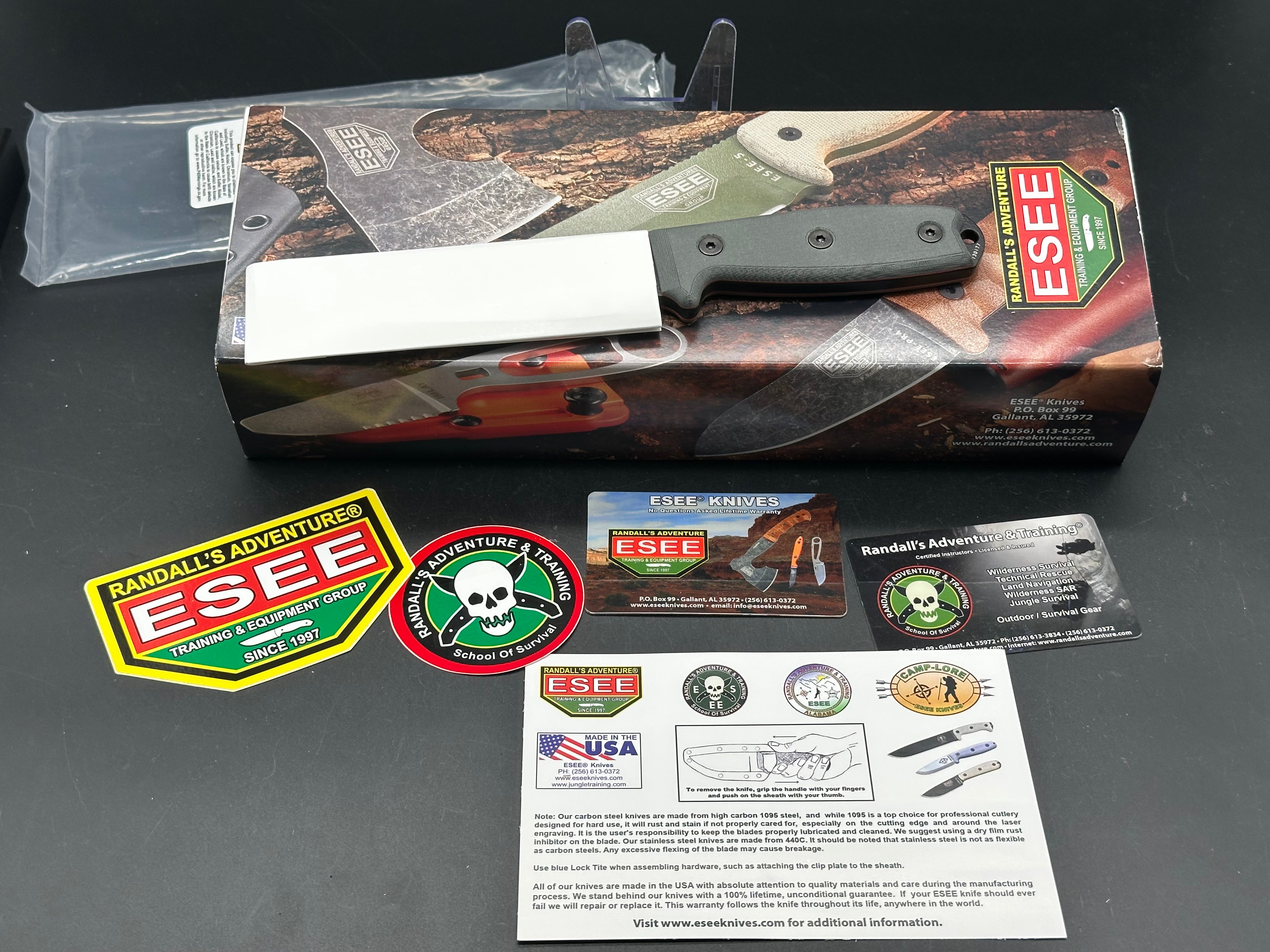 ESEE 4P KO Survival Knife - 4.5 Inch Black Tactical Fixed Blade Hunting Knife | Outdoor Camping, Bushcraft & Survival Gear | Perfect for Hiking, Hunting & Emergency Preparedness