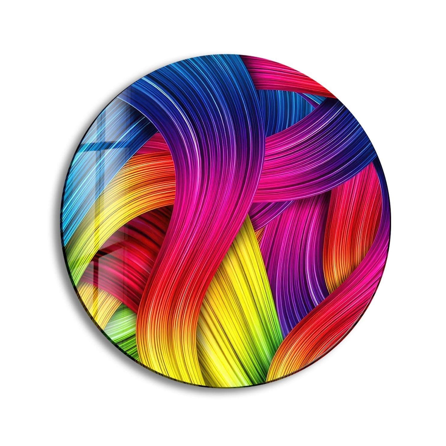 Abstract Round Purple & Yellow Glass Wall Art - Modern Handmade Home Decor for Living Room, Bedroom & Office - Perfect for Boho, Contemporary & Minimalist Interiors