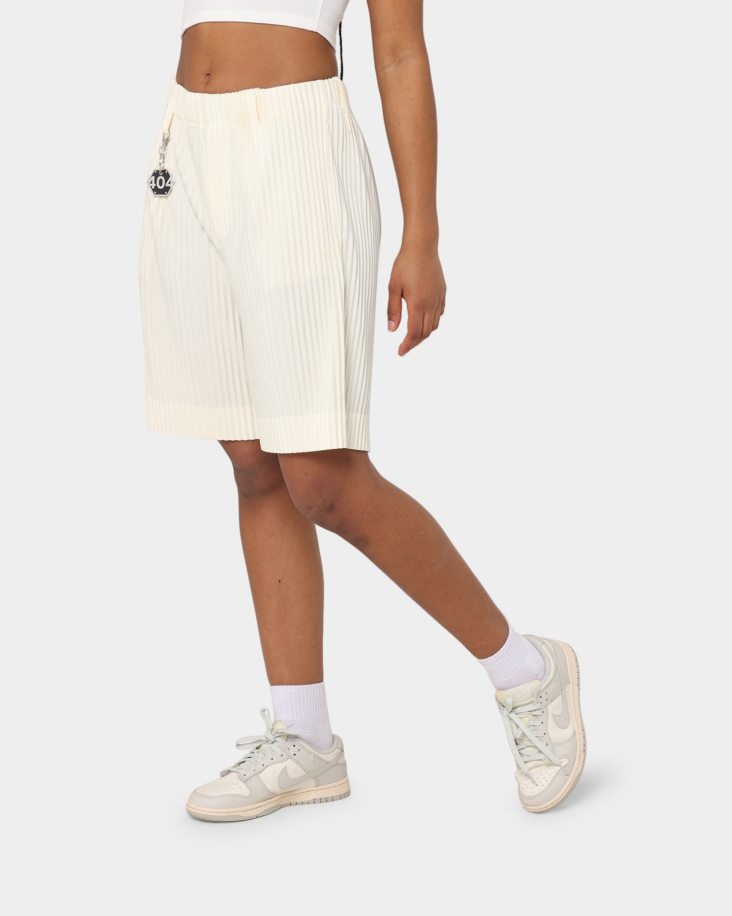 404 Harbour Plisse Shorts in Ecru - Stylish and Comfortable Women's Casual Shorts for Summer, Beach, and Vacation Wear
