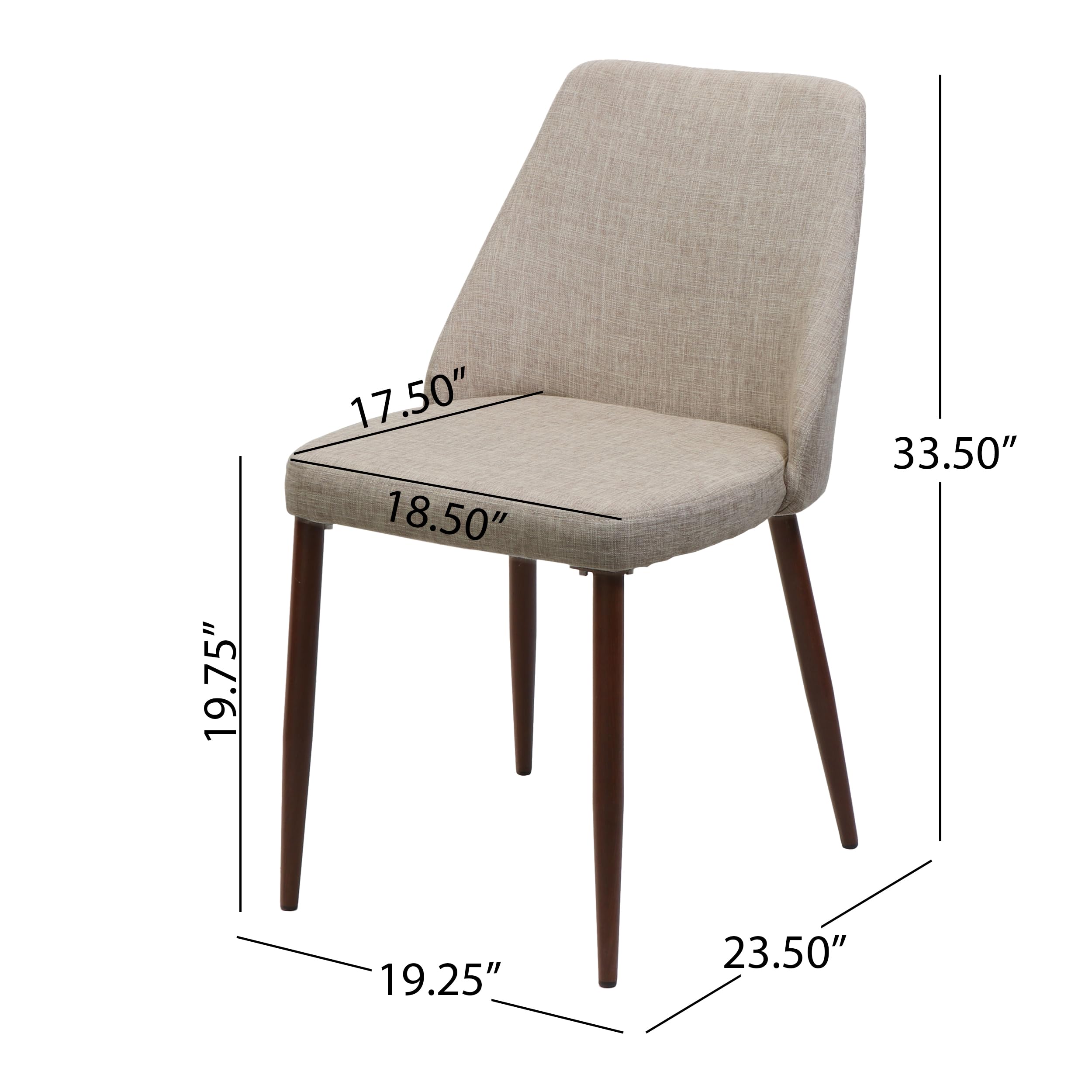 Christopher Knight Home Marlee Mid-Century Modern Fabric Dining Chairs Set of 2 - Dark Walnut Wood Legs, Wheat Upholstery - Perfect for Kitchen, Dining Room & Breakfast Nook