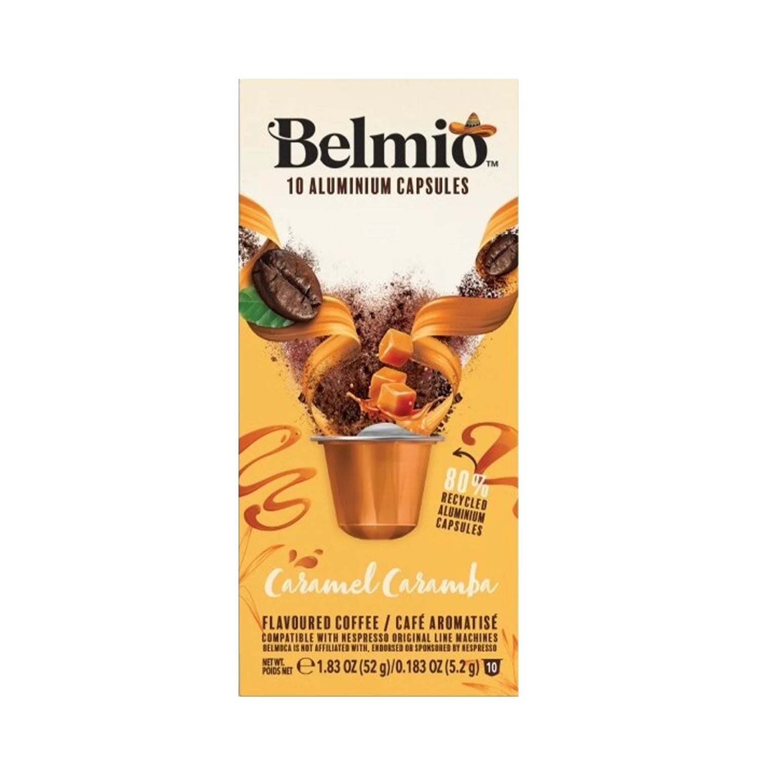 Belmio Caramel Caramba Coffee Pods - 10 Pack Nespresso® Compatible Capsules for Rich & Smooth Espresso | Perfect for Home, Office & Gifts