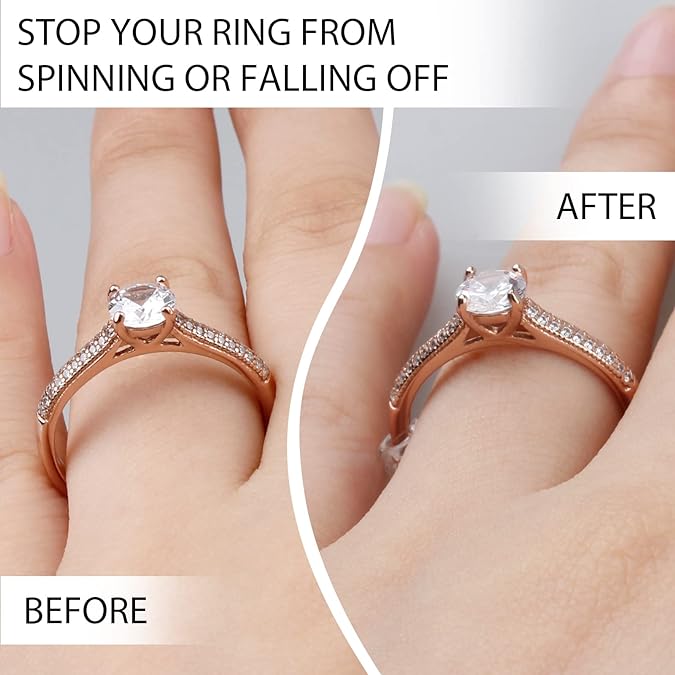 Ring Size Adjuster for Loose Rings - 6 Pack with Multiple Sizes (Small, Medium, Large) - Perfect for Resizing Wedding Bands, Engagement Rings & Costume Jewelry at Home