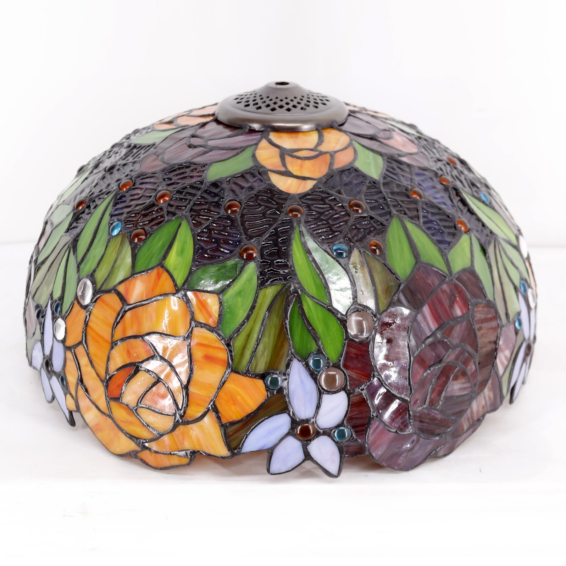 Tiffany Style Stained Glass Table Lamp - 16x16x24 Inches Red Rose Design with Resin Base, Bedside Reading Light for Bedroom, Living Room & Home Office Decor | Perfect for Cozy Nights & Elegant Home Accents