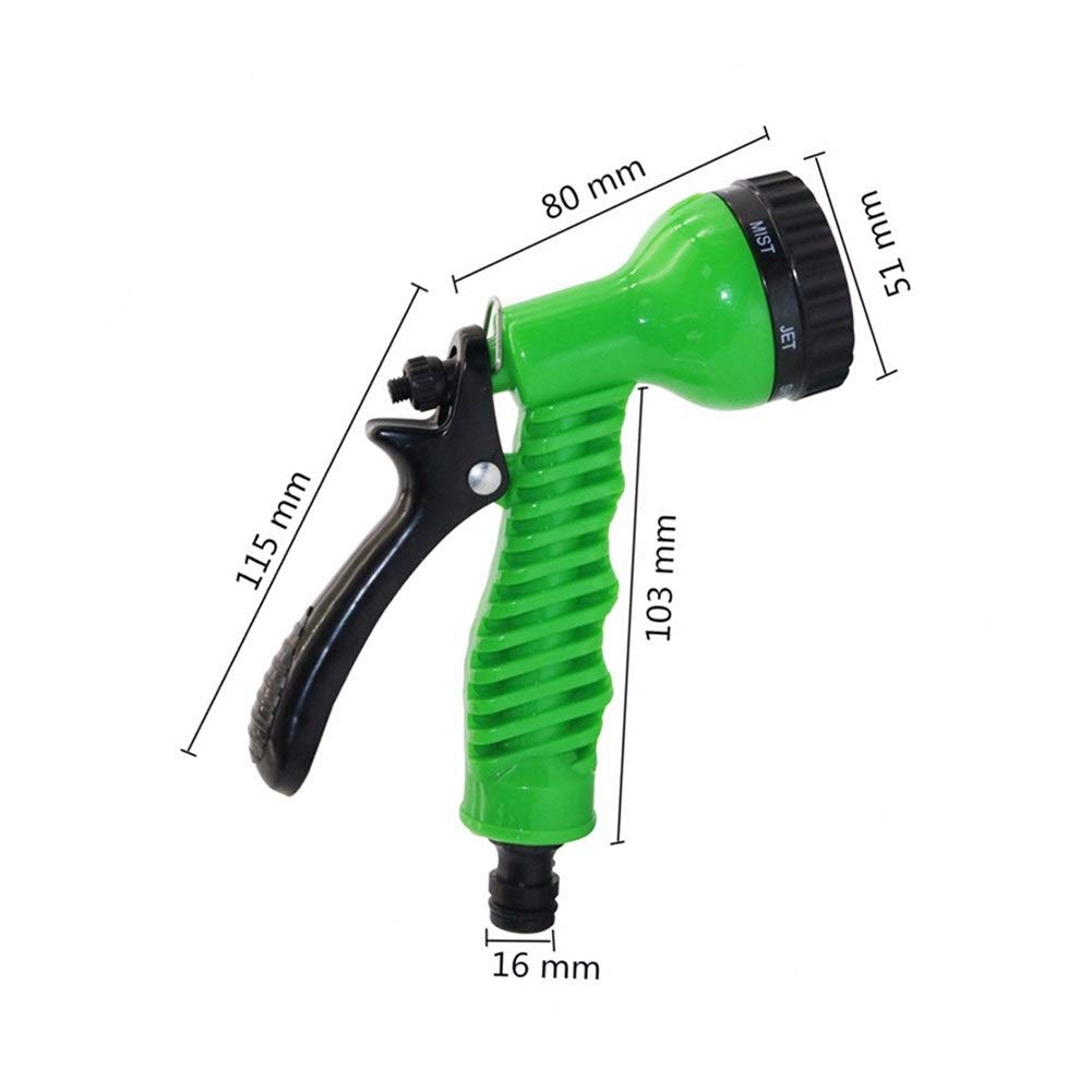 7-Pattern Adjustable High Pressure Garden Hose Nozzle - Car Wash, Lawn & Plant Watering Spray Gun - Portable Green Sprinkler for Outdoor Cleaning, Gardening & Vehicle Care