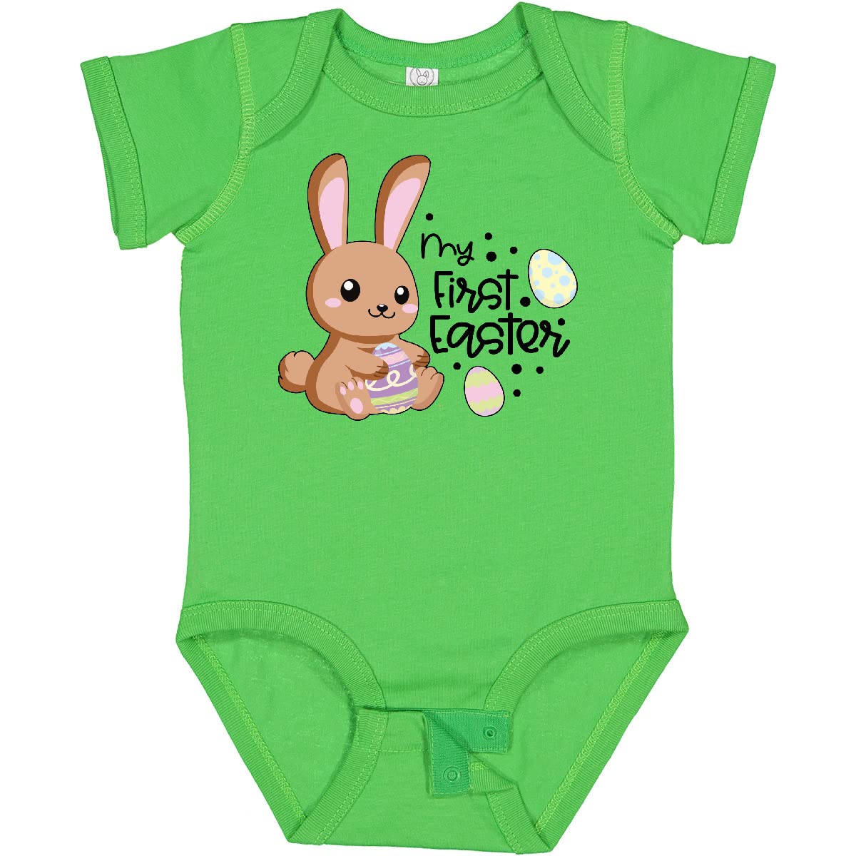My 1st Easter with Brown Bunny & Easter Eggs Baby Bodysuit - Adorable Easter Outfit for Newborns & Infants - Perfect for Easter Photos, Family Gatherings & Holiday Celebrations