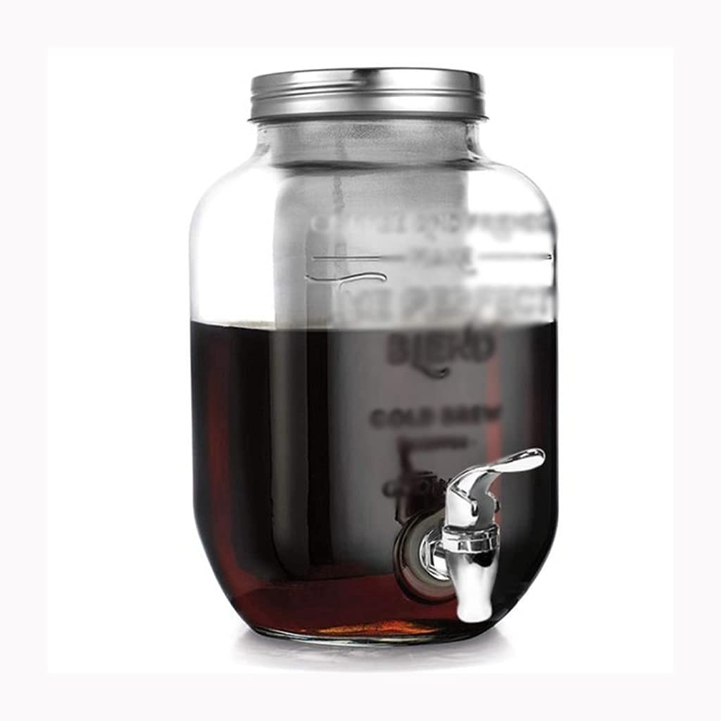 Premium 1 Gallon Cold Brew Coffee Maker with Thick Glass Carafe - Iced Coffee & Tea Infuser Pitcher for Home, Office & Cafes | Perfect for Large Batch Brewing (Color A)
