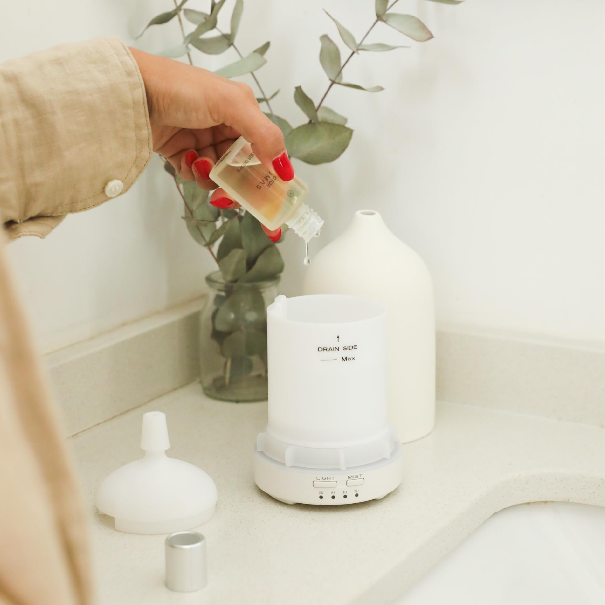 Doctor Aromas Ultrasonic Aromatherapy Essential Oil Diffuser with Lava Stones - Super Quiet, Waterless Auto-Off Function - Includes 1oz Fragrance Oil (Lavender/Eucalyptus/Peppermint) - Perfect for Home, Office, Yoga Studio & Bedroom Relaxation - Holiday Gift Idea