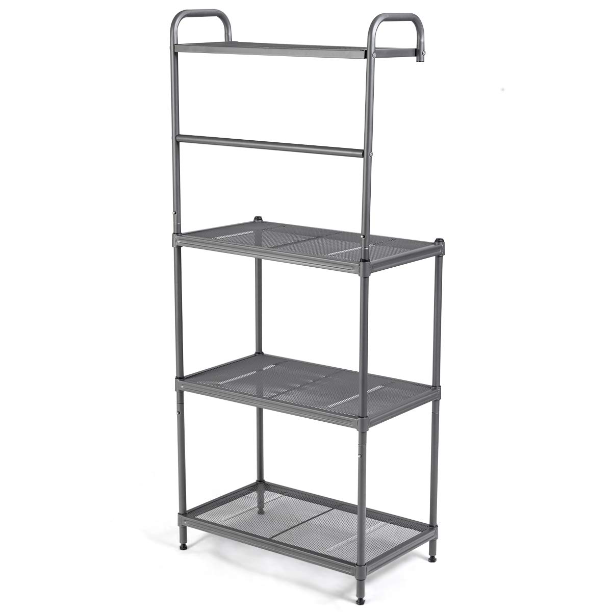 Giantex 4-Tier Heavy Duty Metal Bakers Rack - Kitchen Storage Shelf with Microwave Stand, Sturdy Wire Mesh Shelving Unit for Organizing Spices, Cookware & Small Appliances | Perfect for Home Kitchen, Pantry, Garage or Office Storage