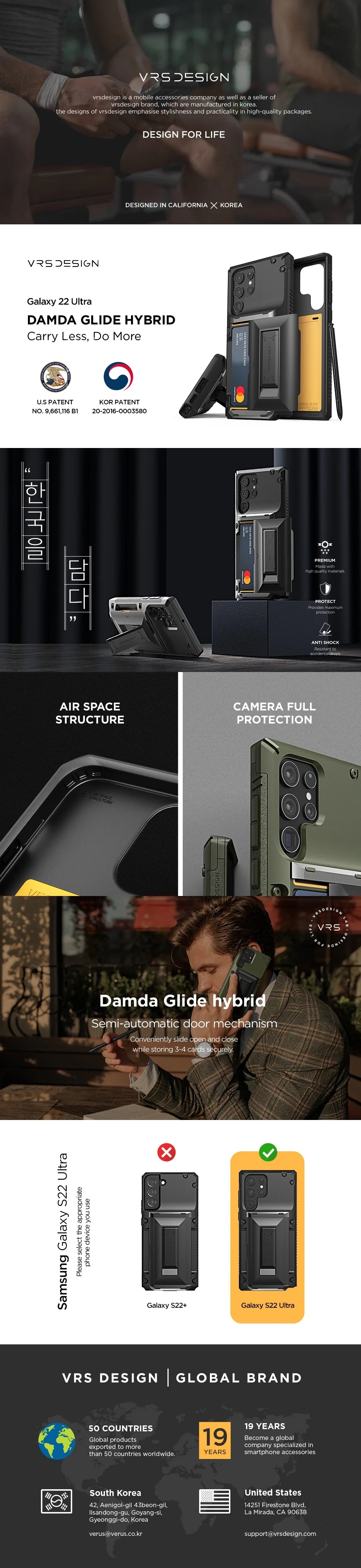 Samsung Galaxy S22 Ultra Case - Damda Glide Hybrid Protective Cover with Military-Grade Drop Protection | Perfect for Travel, Work & Everyday Use