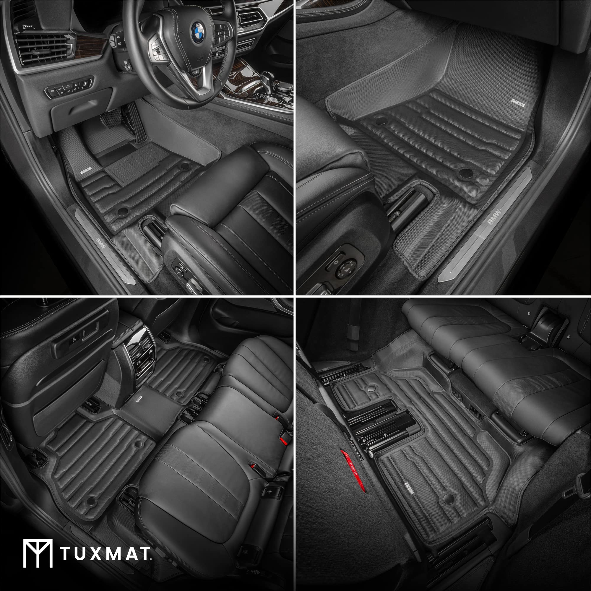 Premium Custom Fit TuxMat Floor Mats for BMW X7 7-Seater (2019-2025) - All Weather Protection with Maximum Coverage - Laser Measured Precision - Complete Set for 1st, 2nd & 3rd Rows - Perfect for Family Road Trips & Winter Driving