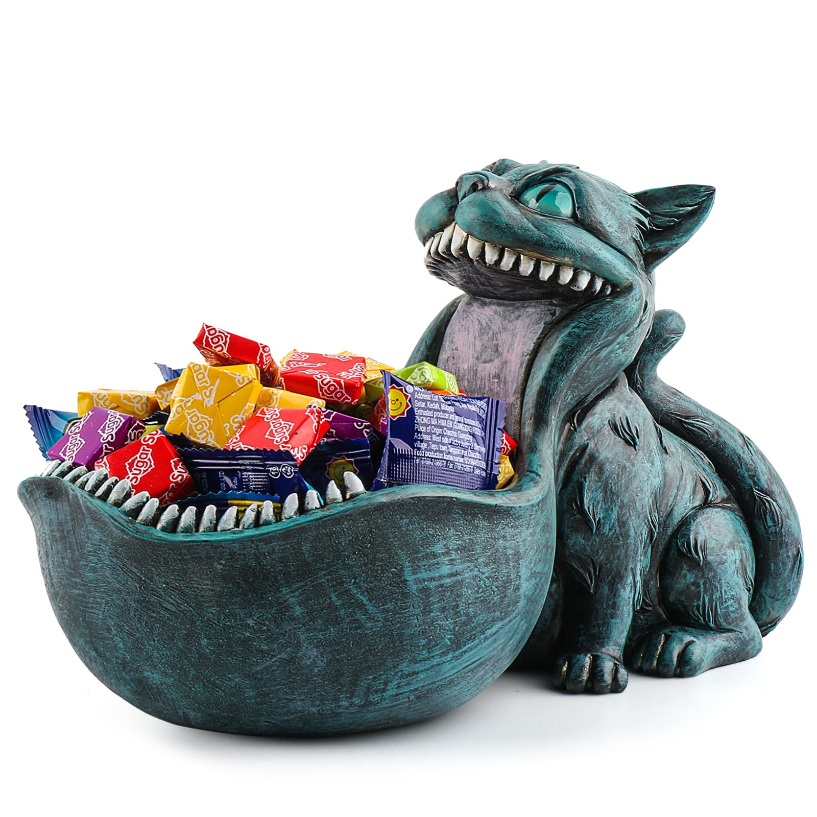 Cheshire Cat Candy Bowl - Cute Decorative Cat Statue Candy Dish for Office Desk, Key Holder for Entryway Table, Indoor Planter & Home Decor - Perfect Gift for Cat Lovers (Use for Candy Storage, Key Organization, Small Plant Display & Home Decoration)