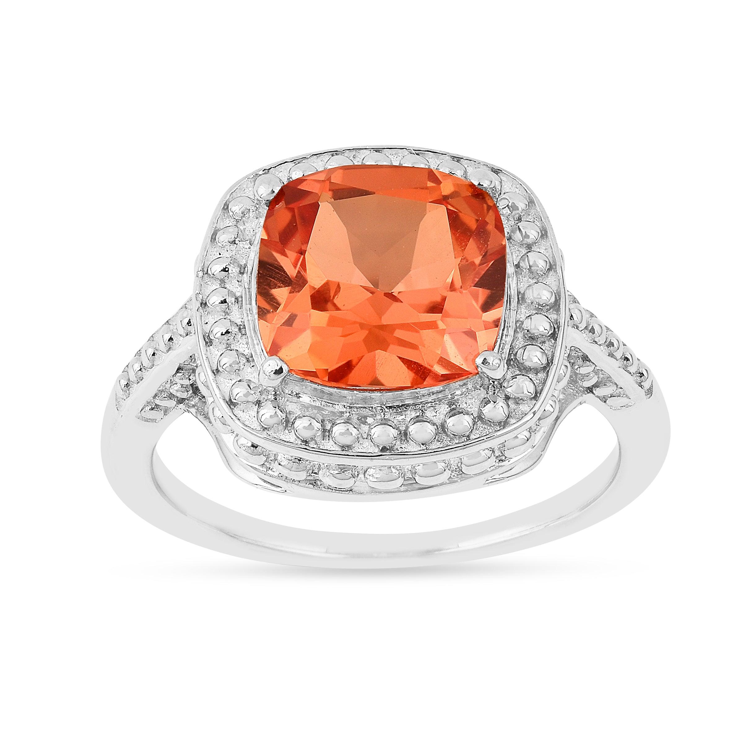 Exquisite Peach Sapphire Cushion Cut Ring - 14K Gold Vintage Engagement Jewelry for Women - Perfect for Weddings, Anniversaries & Romantic Gifts