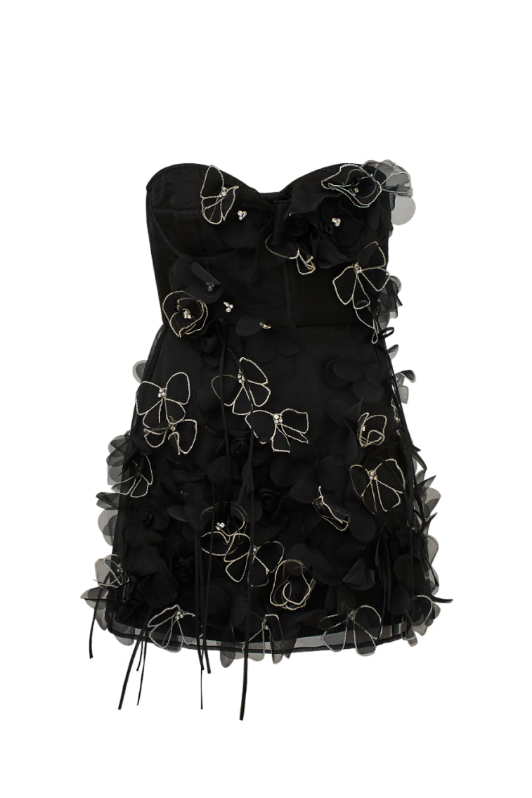 Sabila Organza Mini Dress - Elegant Flowy Short Dress for Women, Perfect for Parties, Weddings & Special Occasions