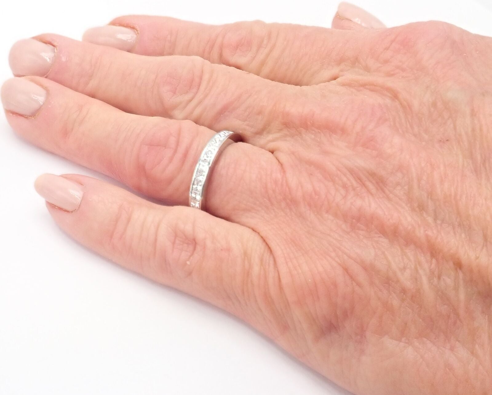 Cartier Platinum Princess Cut Diamond Eternity Wedding Band Ring - Size 53 (US 6.75) - Luxury Jewelry for Anniversary, Engagement & Special Occasions