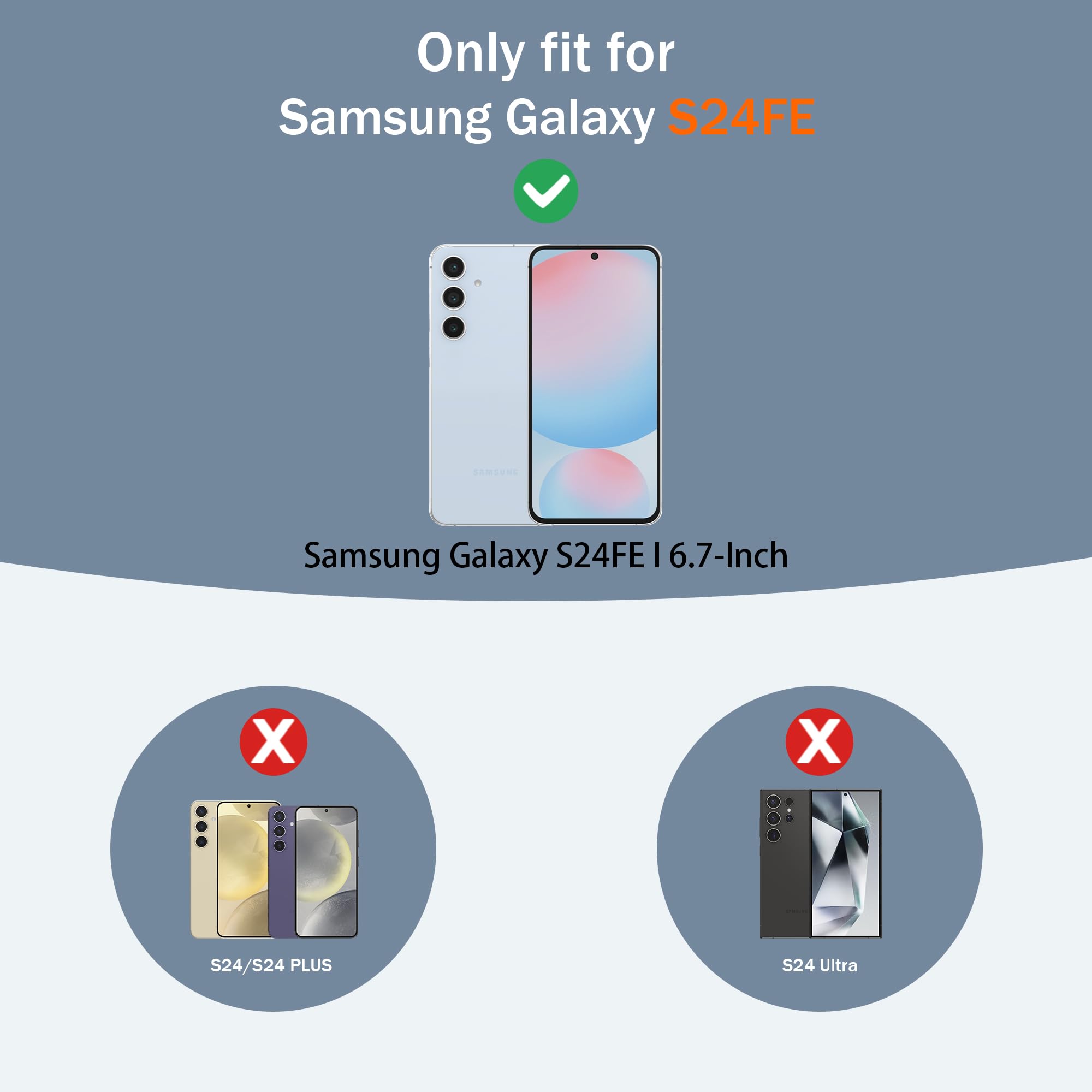 Samsung Galaxy S24 FE Case with MagSafe Compatibility, Military-Grade Drop Protection, HD Screen Protector (2-Pack), Rotating Metal Kickstand & Anti-Fingerprint Design - Baby Blue - Perfect for Work, Travel & Everyday Protection