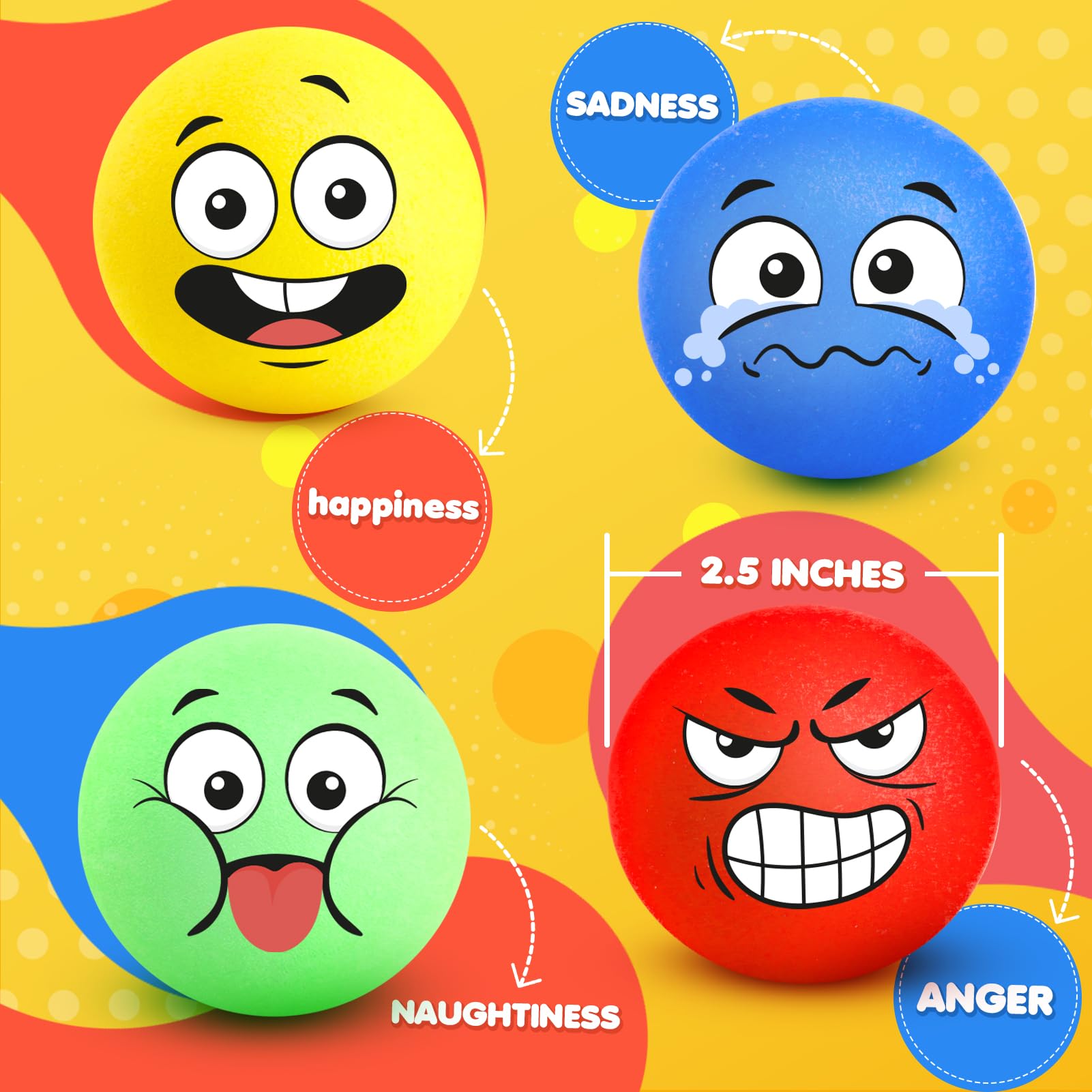 Squishy Stress Balls for Kids & Adults - 4 Pack Slow Rising Fidget Toys for Anxiety Relief, Hand Grip Strength & Stress Relaxation | Perfect for Office, Classroom, Therapy & Stocking Stuffers