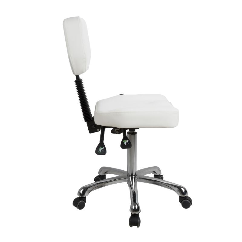 Silverfox Rolling Stool with Backrest 1030 - Adjustable Height Rolling Office Chair with Wheels & Lumbar Support - Perfect for Salon, Tattoo Studio, Medical Clinic & Home Office Use