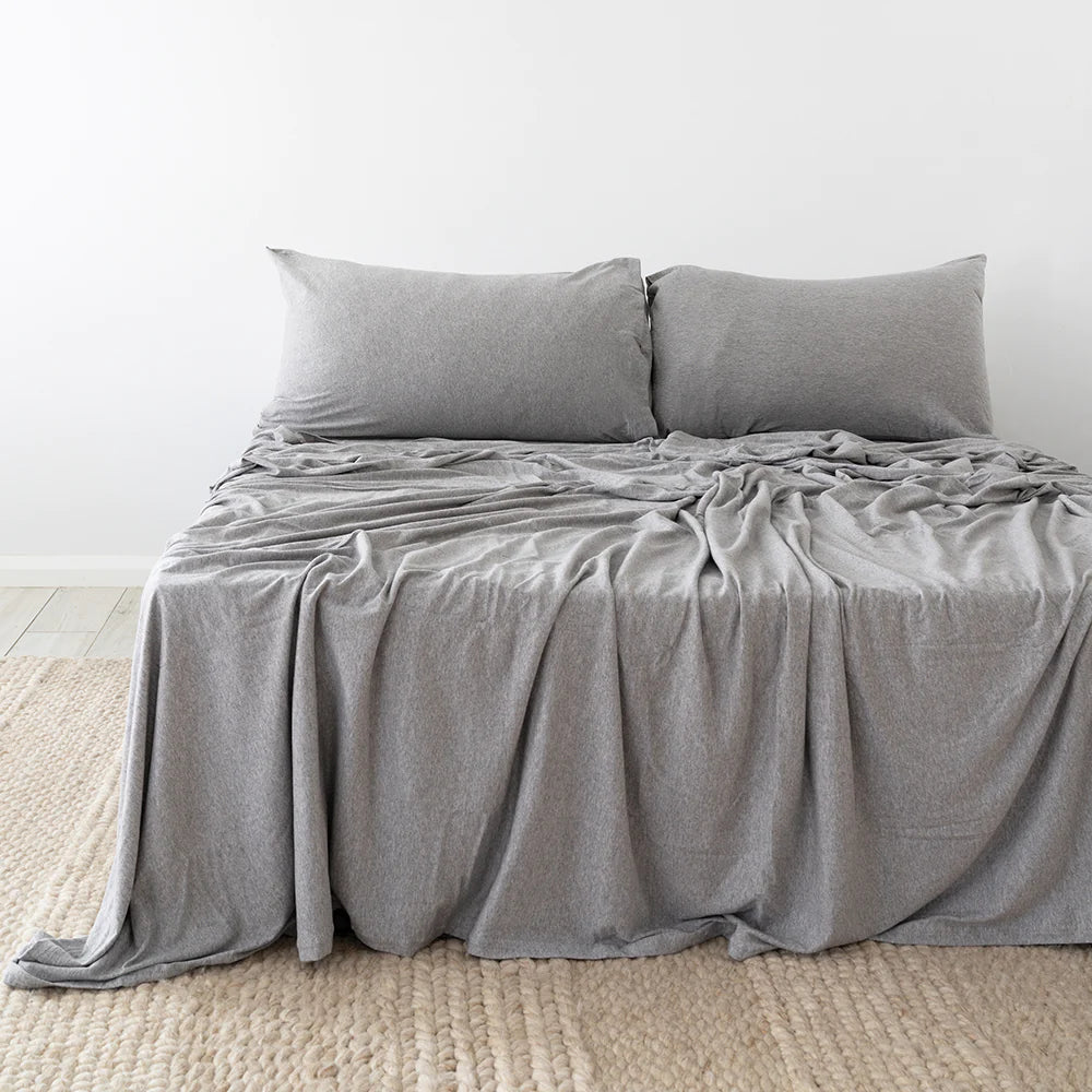 Organic Bamboo Grey Bed Sheet Set - Soft, Breathable & Hypoallergenic - Perfect for Allergy Sufferers & Hot Sleepers