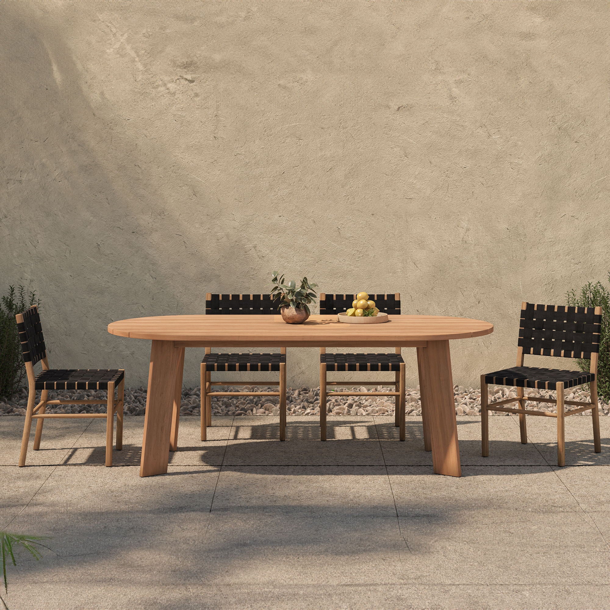 Delta Oval Outdoor Dining Table - Natural Teak Wood - Perfect for Patio, Garden, and Backyard Dining