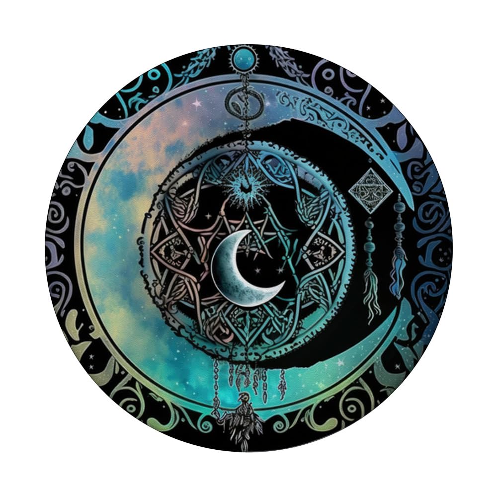 Moon Wiccan Pagan Crystal Mandala PopGrip - Phone Grip for Spiritual Protection