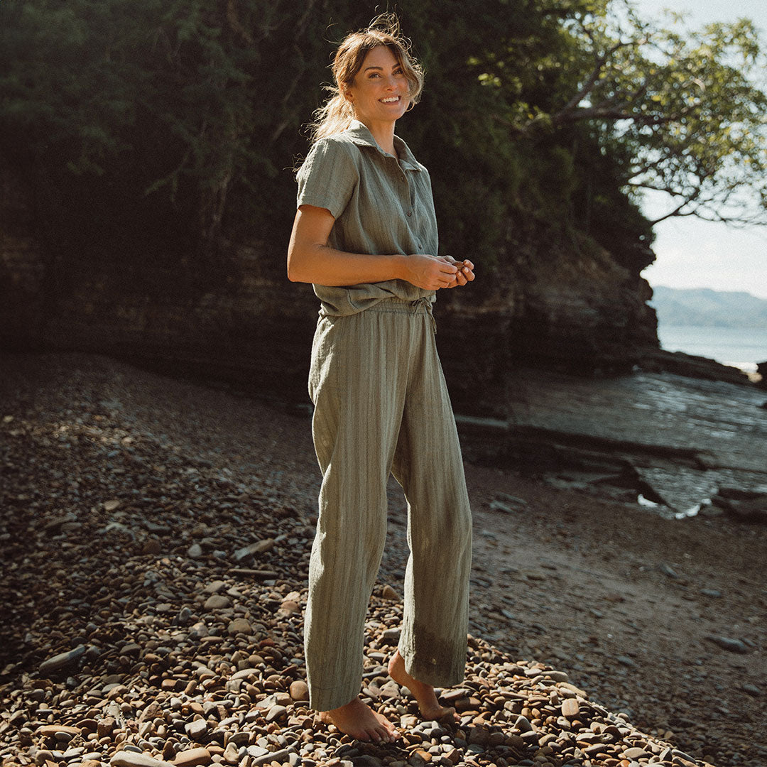 Men's Cabana Shirt in Sage Green - Lightweight Breathable Summer Shirt for Beach Vacation, Pool Party & Tropical Getaway