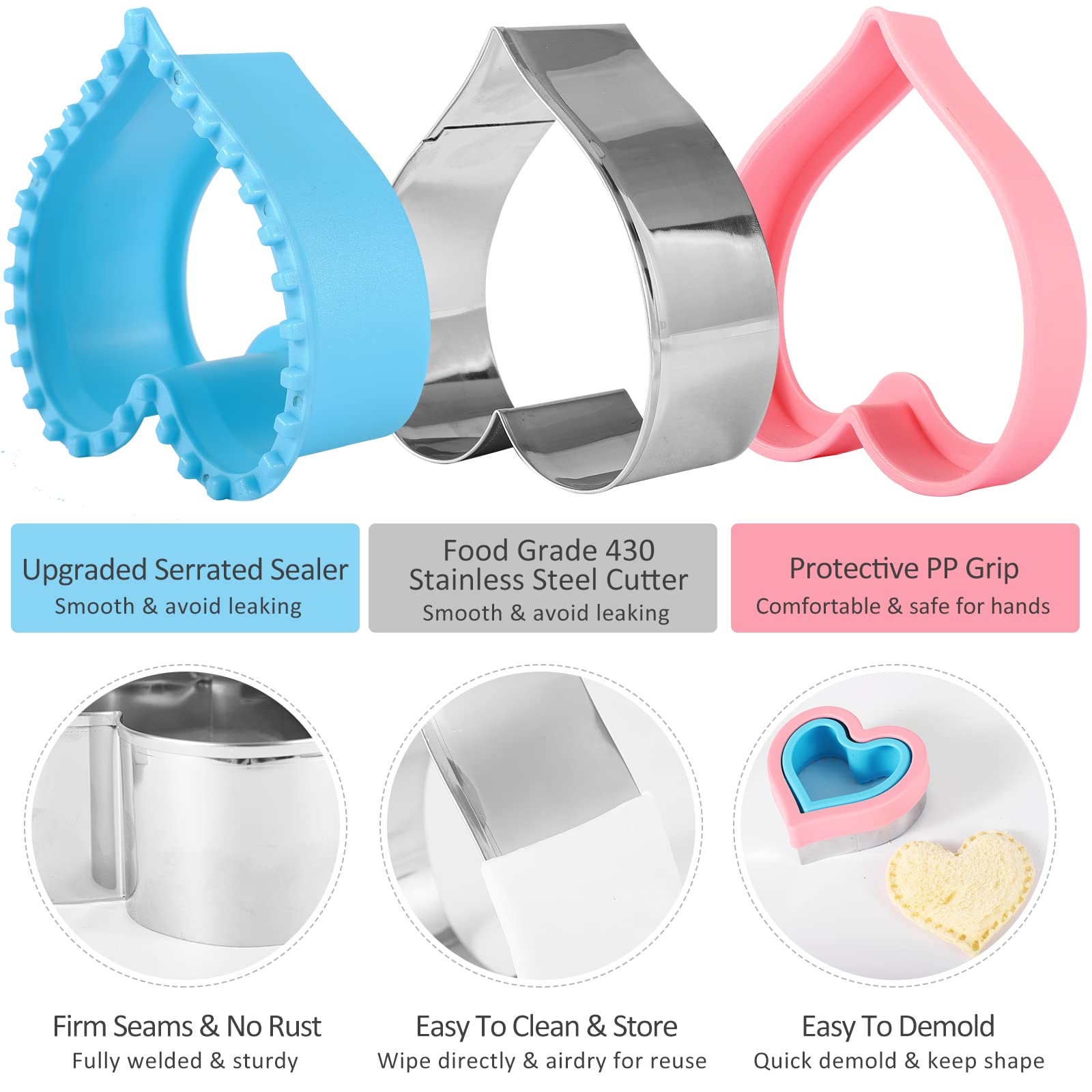 24Pcs Sandwich Cutter and Sealer Set - Heart, Square, Dinosaur & Star Shapers for Bread, Pancakes - Perfect for Kids Lunch Box, Party Snacks & Creative Breakfast Ideas