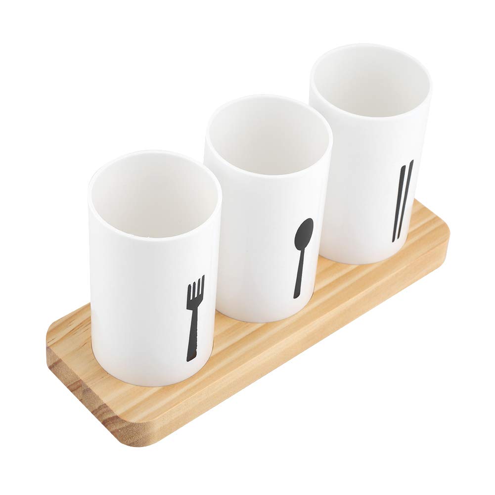 Premium Oak Wood Chopsticks Holder with Bamboo Base - Kitchen Cutlery Storage Box, Drain Rack & Knife Organizer - Perfect for Asian Dining, Sushi Nights & Organized Kitchen Countertops