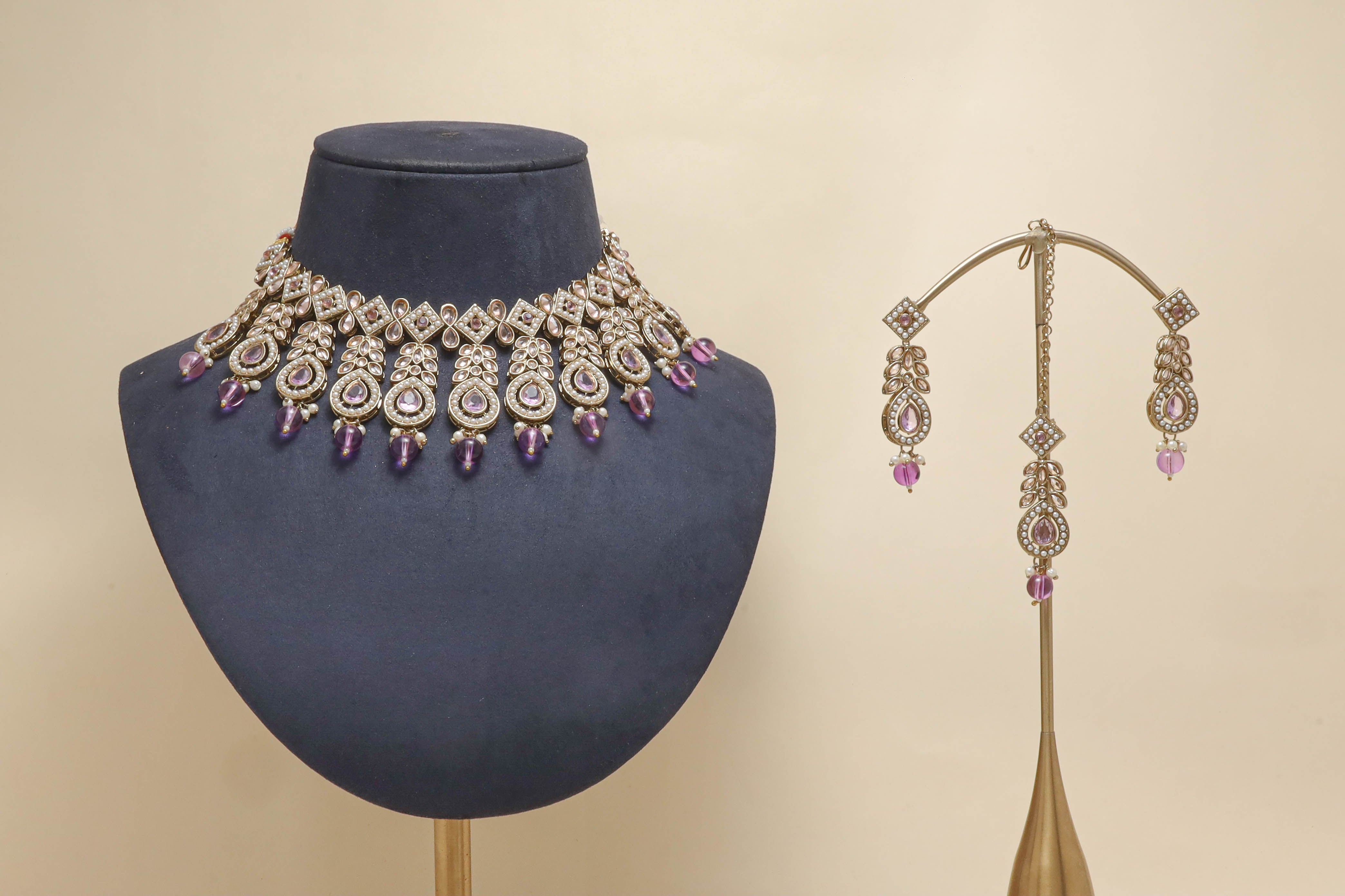 AYESHA Polki Full Set Jewelry - Exquisite Indian Bridal Necklace Set with Earrings for Weddings & Special Occasions | Perfect for Bridal Dressing, Festive Events & Cultural Celebrations
