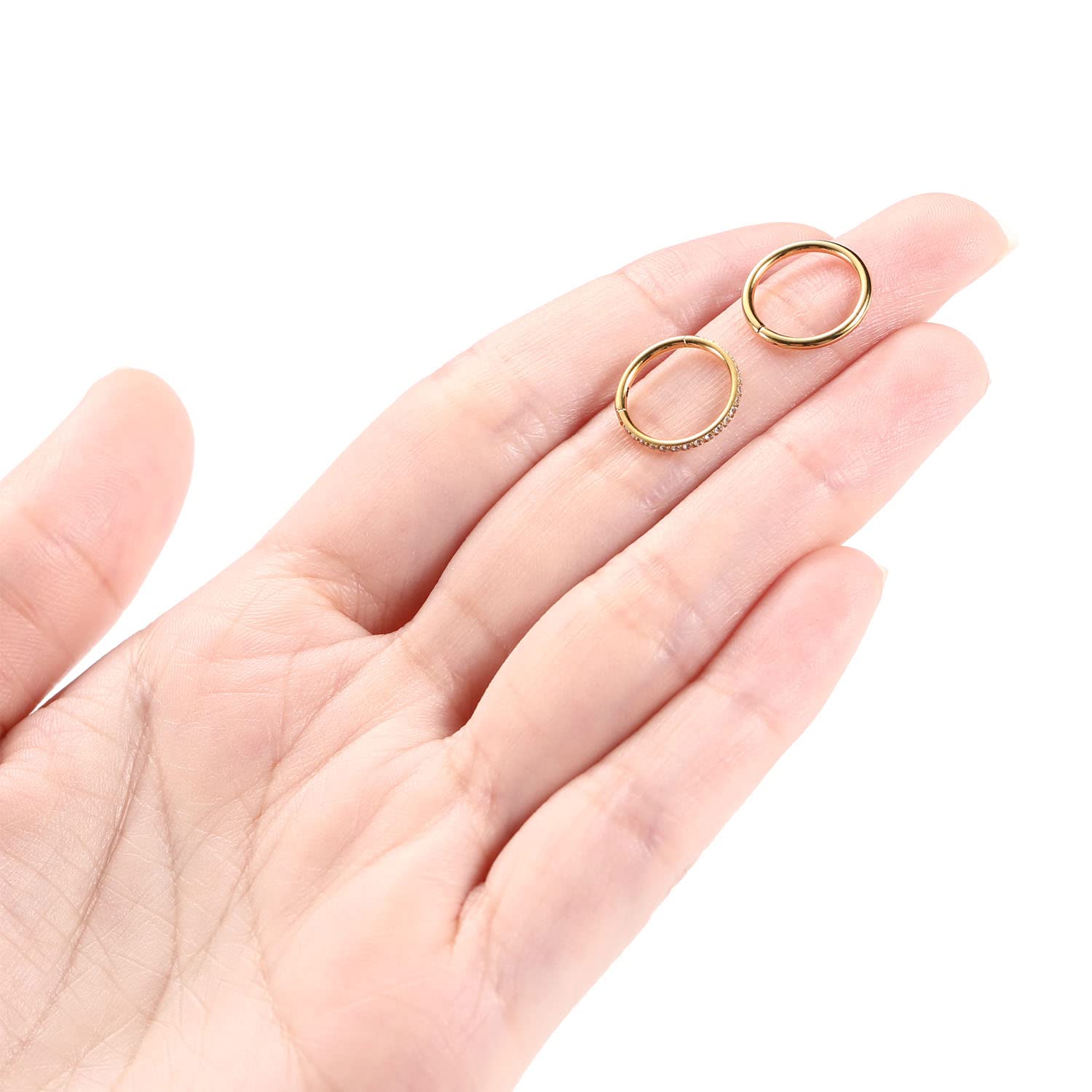 PEAKLINK 16G Surgical Steel Septum Ring - 316L Stainless Steel Daith, Conch, Tragus, Helix, Rook & Cartilage Hoop Earrings - 2Pcs Seamless Clicker Nose & Ear Piercing Jewelry (8mm & 10mm) - Perfect for Everyday Wear, Parties & Body Piercing Enthusiasts