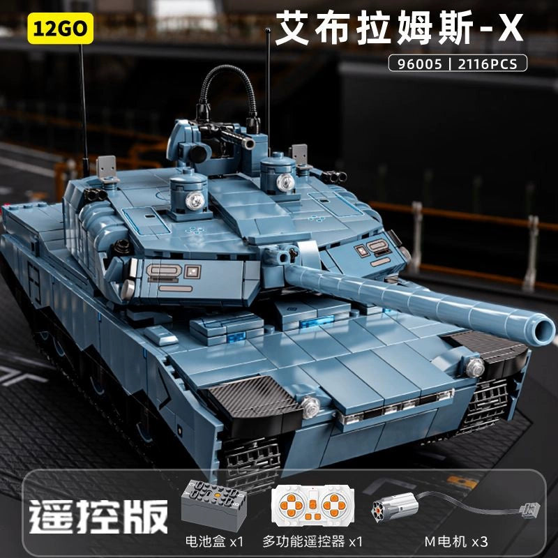 2116-Piece 12GO 96005 Abrams X Building Blocks Set - Military Tank Model Kit for Adults & Kids - Creative STEM Toy for Collectors & Builders (Perfect for Home Decoration, Gift Giving & Educational Play)