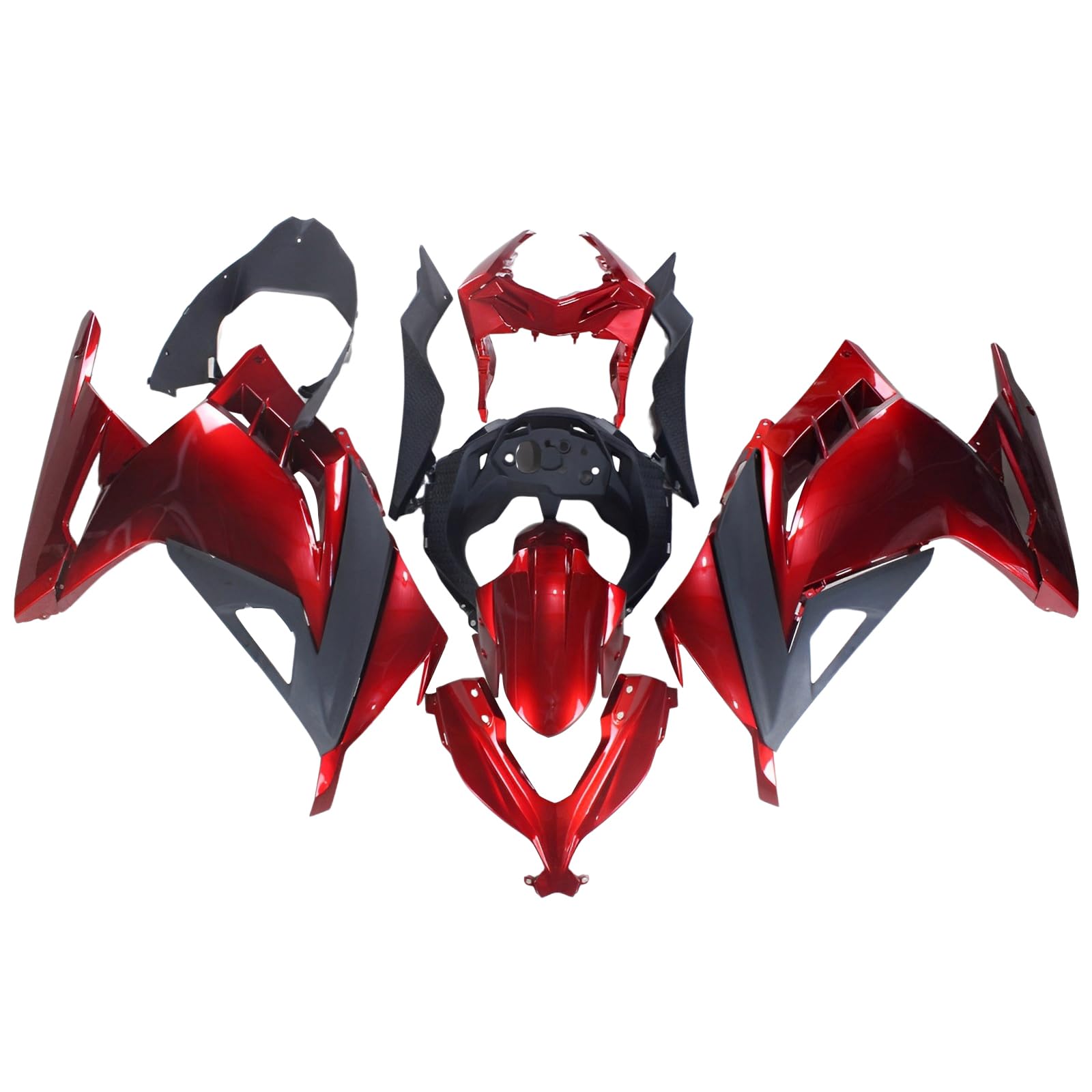 Kawasaki Ninja 300 Motorcycle Fairing Kit (2013-2017) - ABS Plastic Injection Body Kit with EX300R Fitment - Candy Red Color for Enhanced Style & Protection | Perfect for Street Racing, Bike Customization & Showroom Display