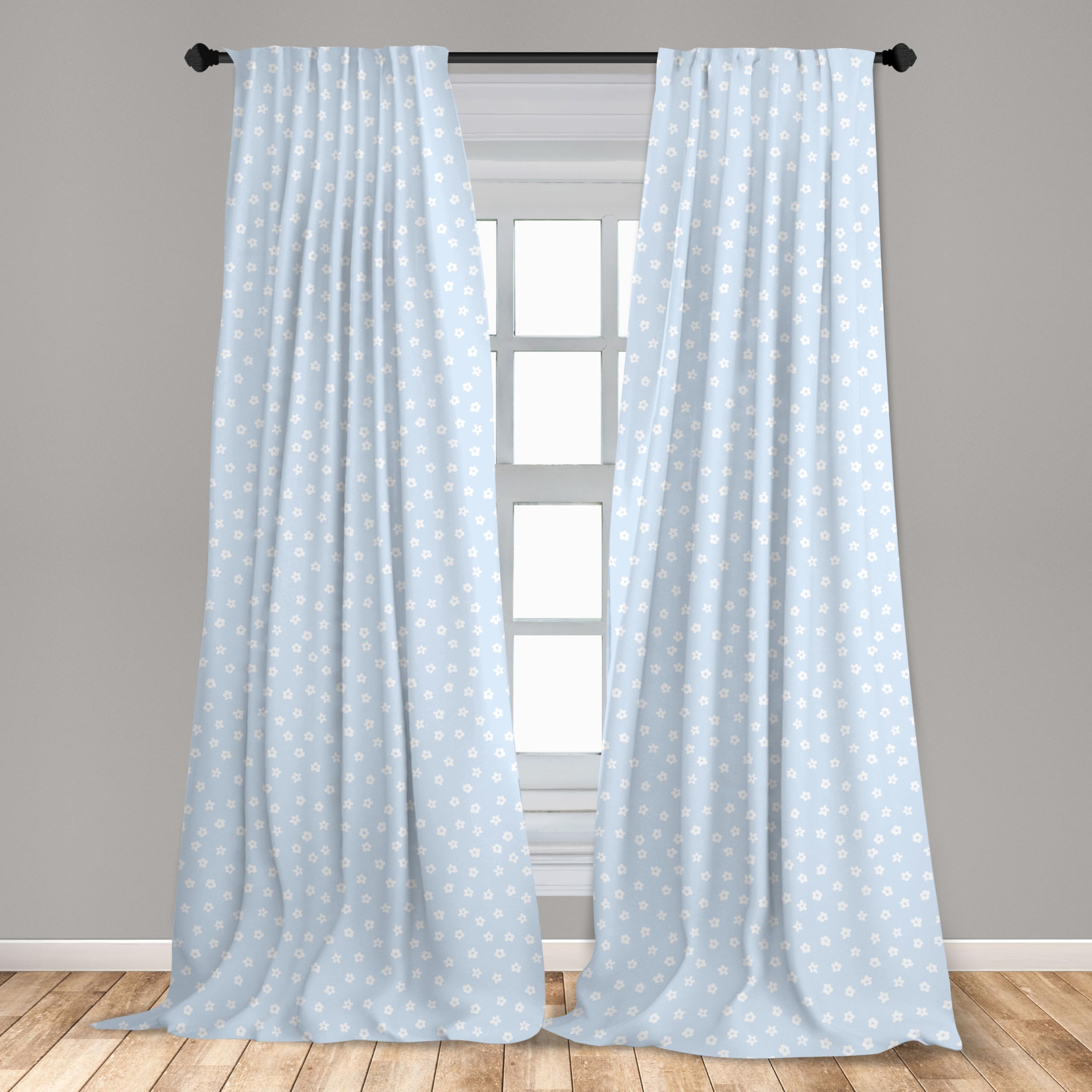 Ambesonne Floral Window Curtains - Scattered Spring Blossoms & Wild Flowers Nature Print, Lightweight 2-Panel Set with Rod Pocket (28