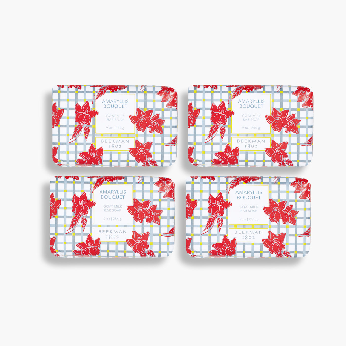 Amaryllis Bouquet Goat Milk Soap Gift Set - 4 Pack Natural Handmade Soap Bars for Dry Skin, Moisturizing & Gentle Cleansing - Perfect for Bath, Shower, Spa & Home Decor Gifts