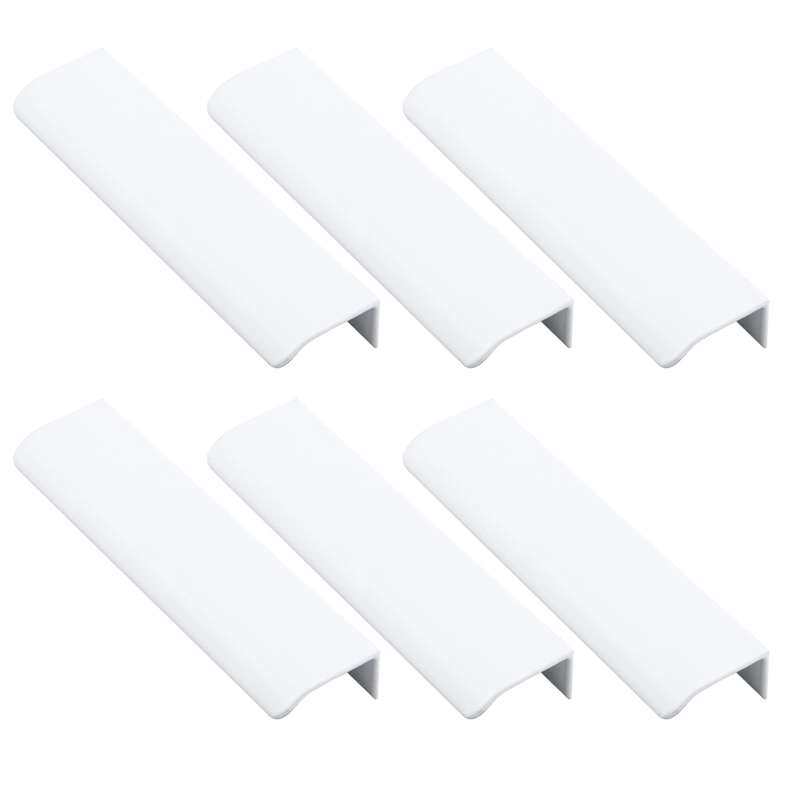 MY MIRONEY 6-Pack White Hidden Door Handles - Modern Arc Concealed Cabinet Pulls with Screws, 5.91