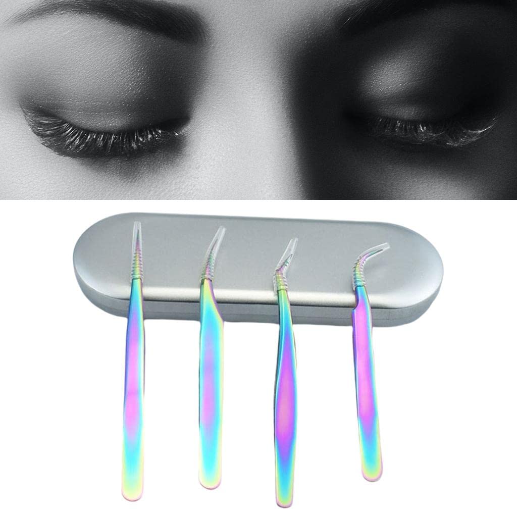 Professional Precision Stainless Steel Eyelash Extension Tweezers - Salon Quality Eyelash Extension Tools for Perfect Lash Application - Ideal for Lash Artists, Beauty Salons & DIY Home Use